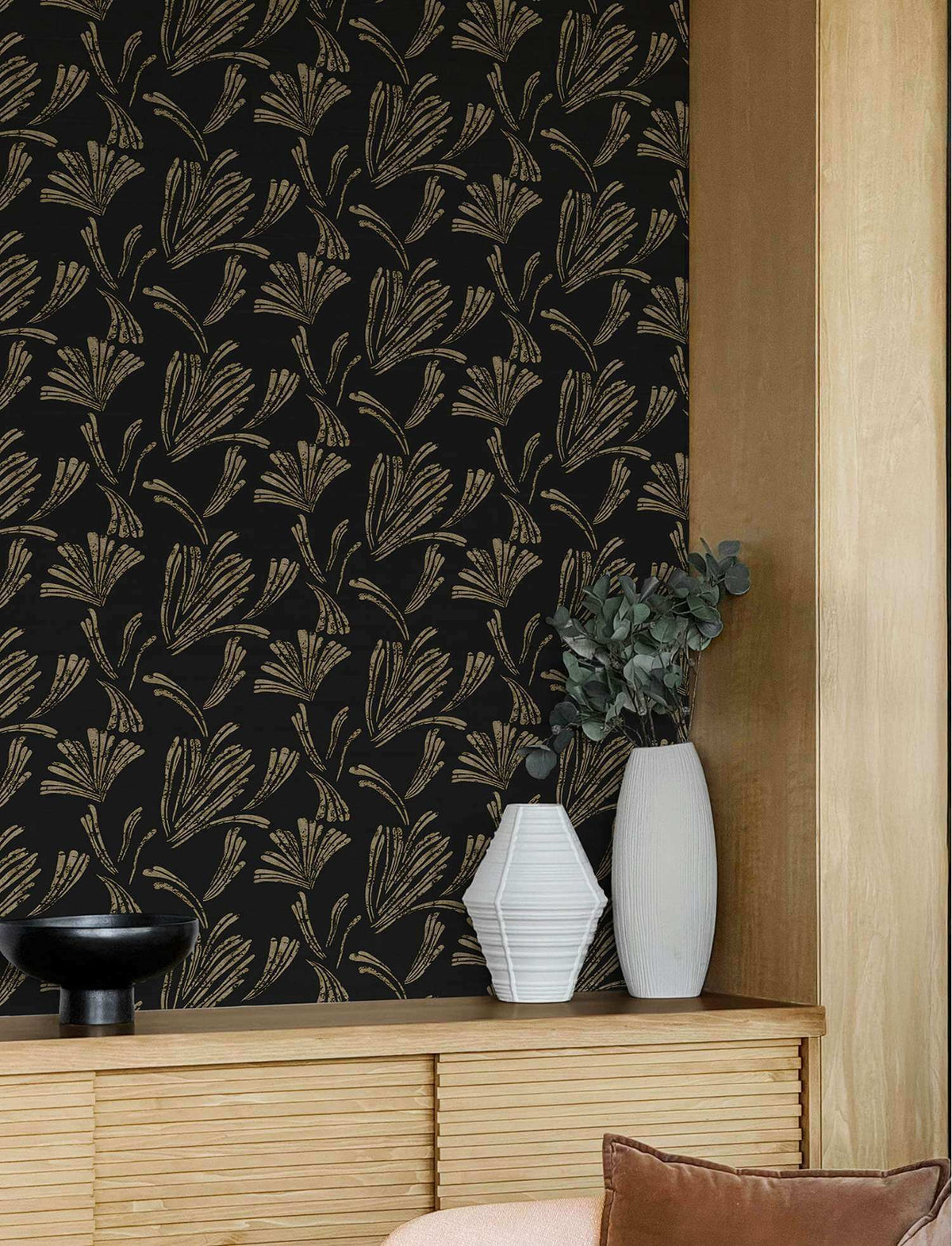A-Street Prints Moderne Deco Ermine Wallpaper Sample - Black
