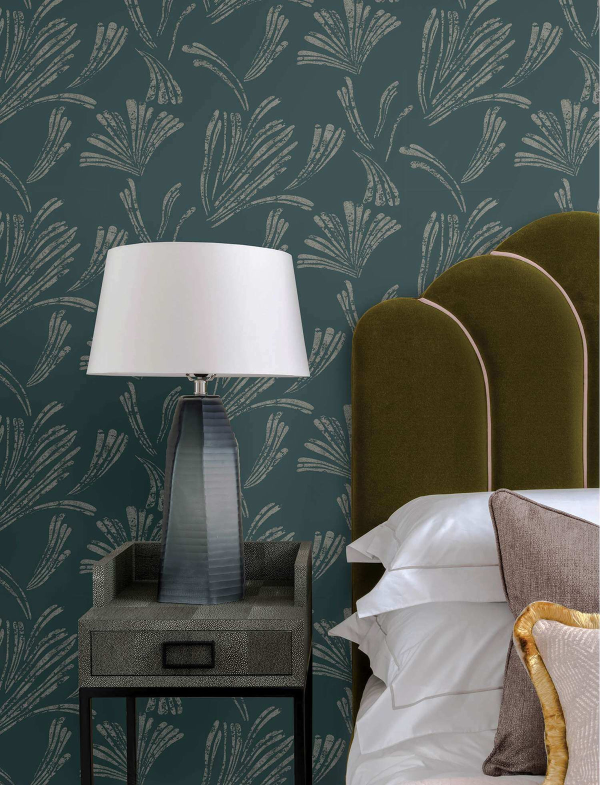 A-Street Prints Moderne Deco Ermine Wallpaper Sample - Teal