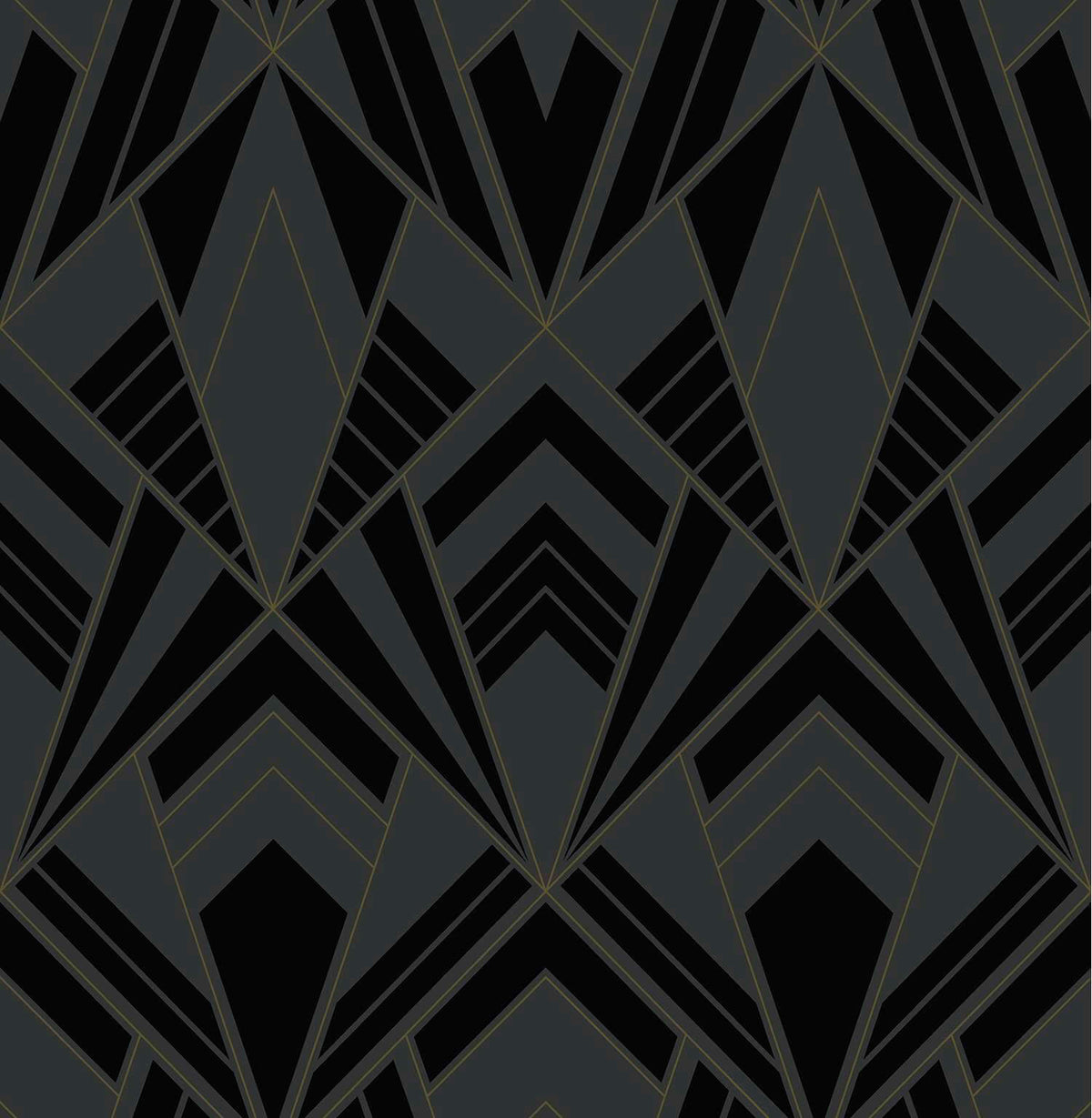 A-Street Prints Moderne Deco Allenby Flocked Wallpaper - Black