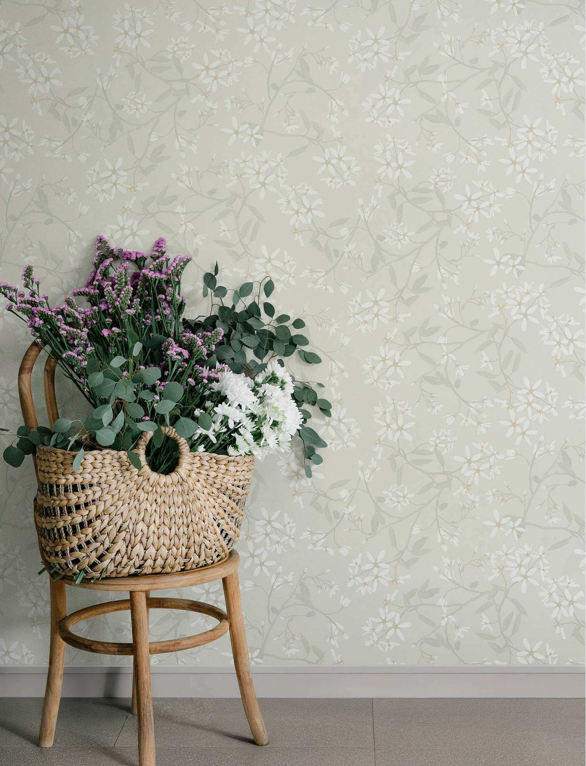 A-Street Prints Savanna Paradis Bouquet Wallpaper Sample - Dove