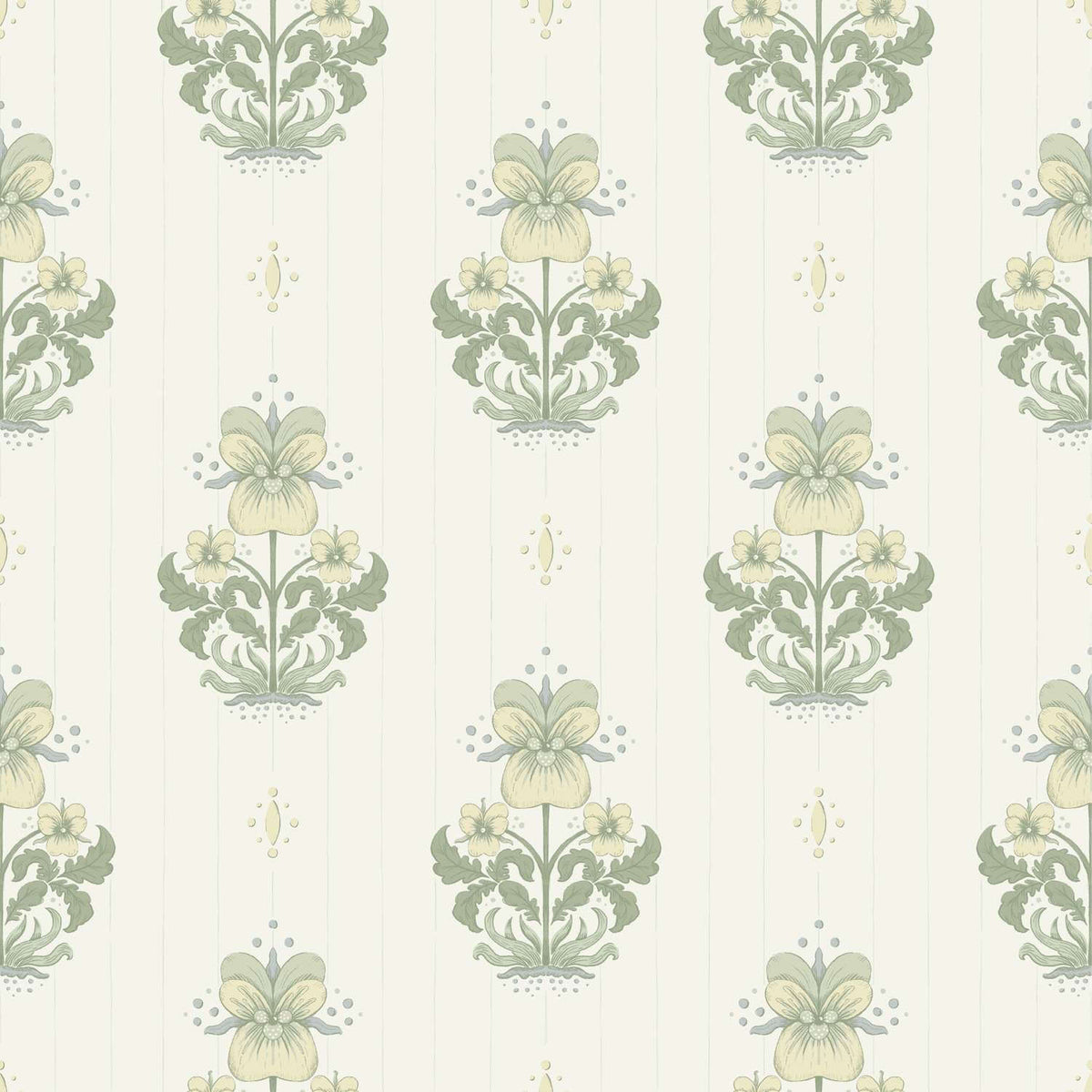 A-Street Prints Savanna Gullvie Pansies Wallpaper Sample - White