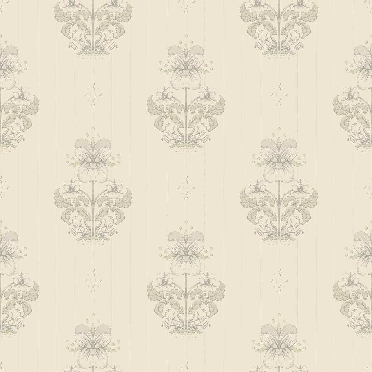 A-Street Prints Savanna Gullvie Pansies Wallpaper - Cream