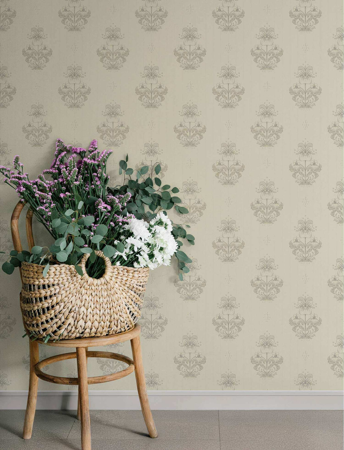 A-Street Prints Savanna Gullvie Pansies Wallpaper - Cream