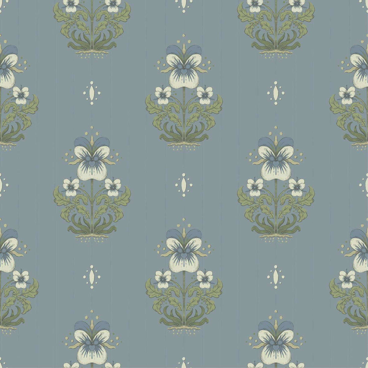 A-Street Prints Savanna Gullvie Pansies Wallpaper - Light Blue
