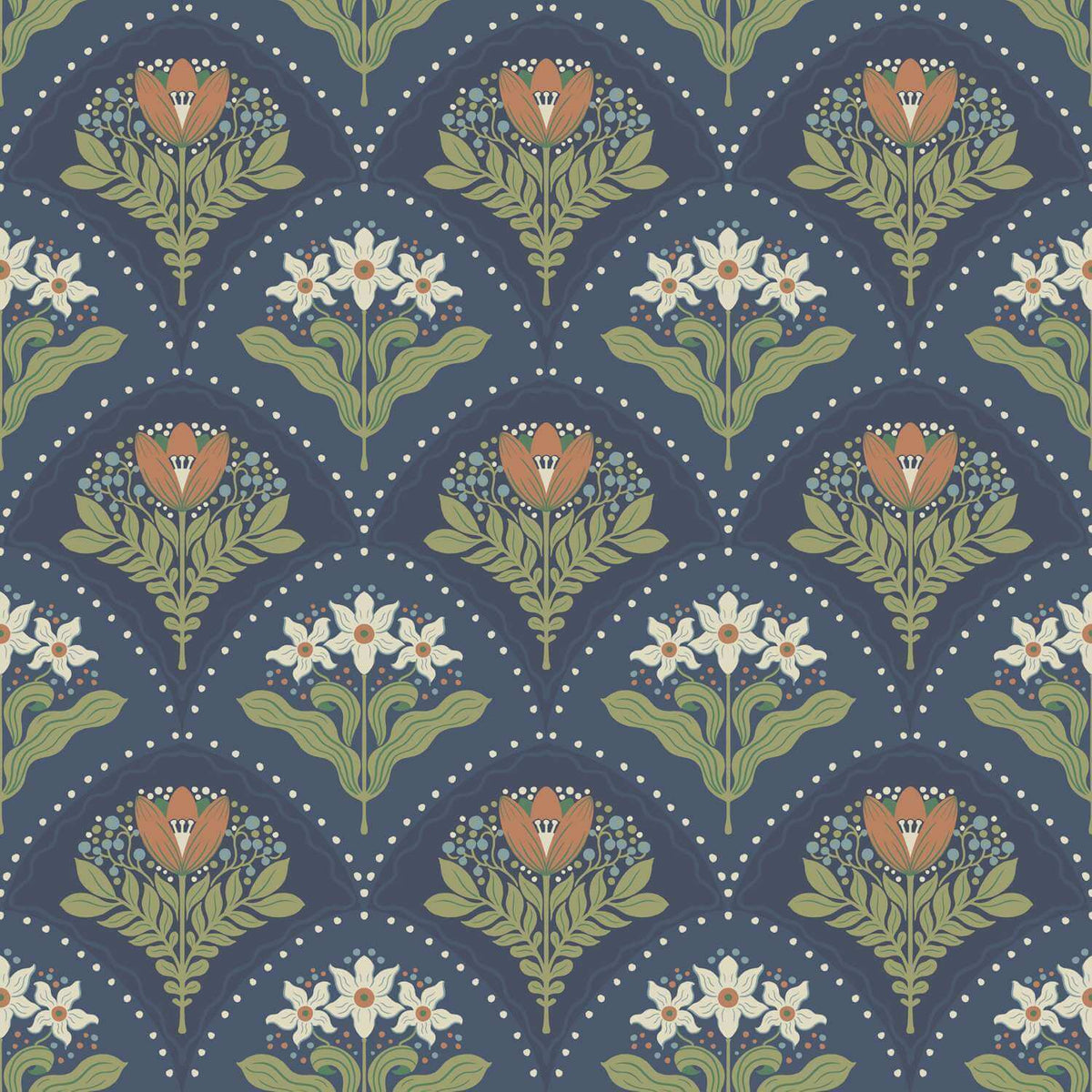 A-Street Prints Savanna Maj Damask Wallpaper - Navy