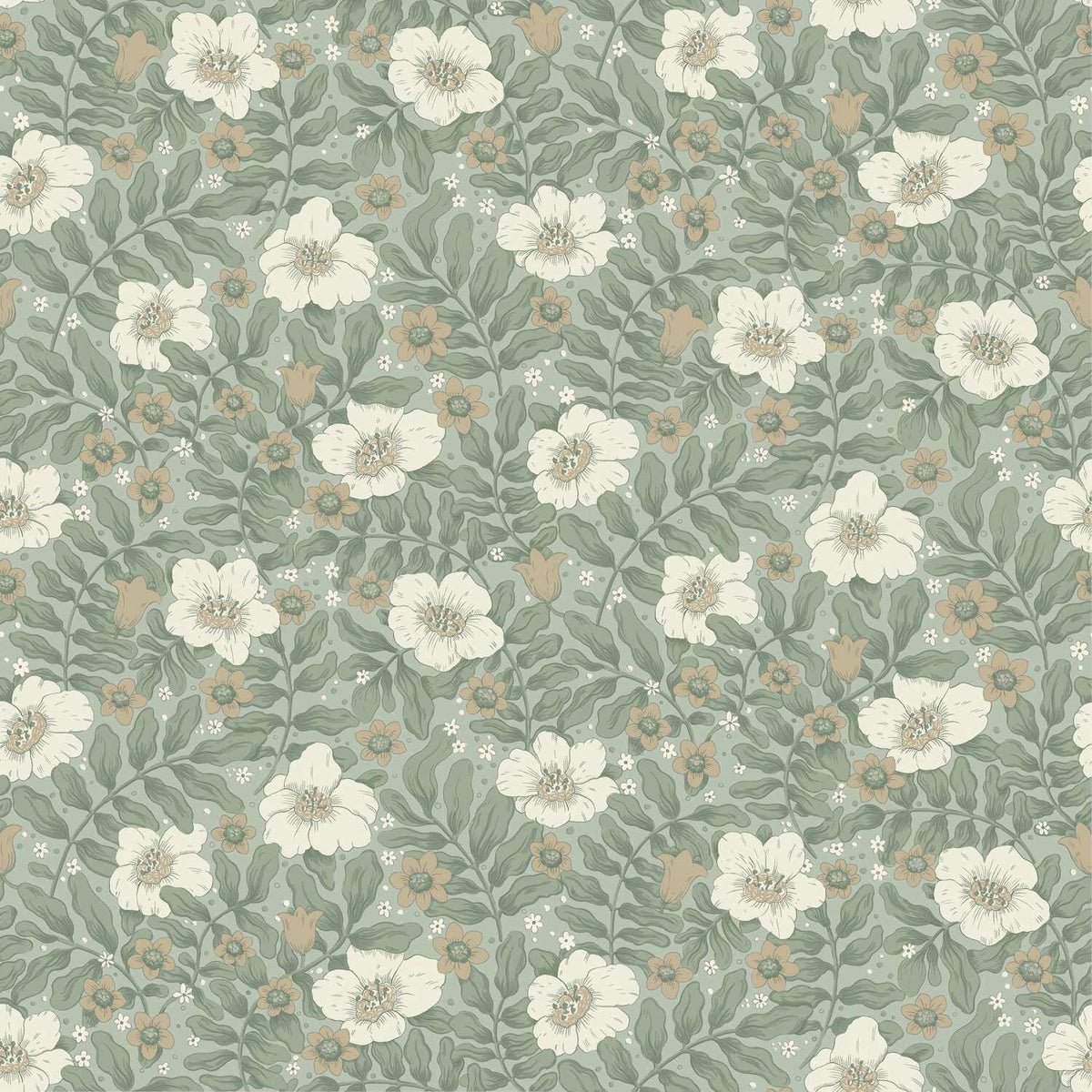 A-Street Prints Savanna Maggan Floral Wallpaper Sample - Sea Green