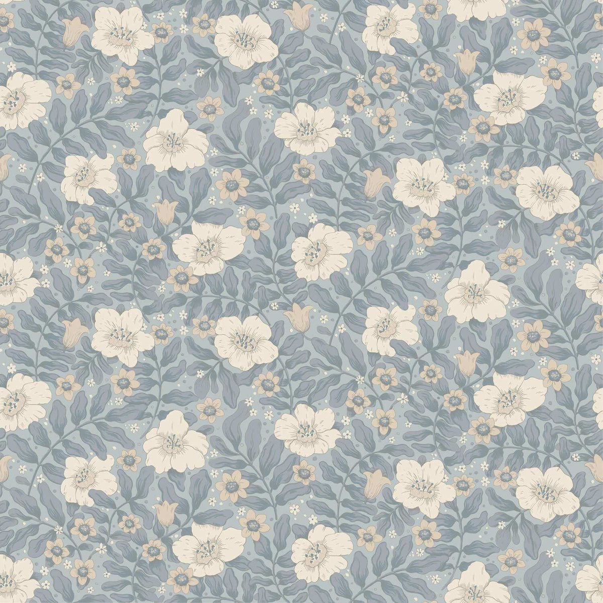 A-Street Prints Savanna Maggan Floral Wallpaper - Blue