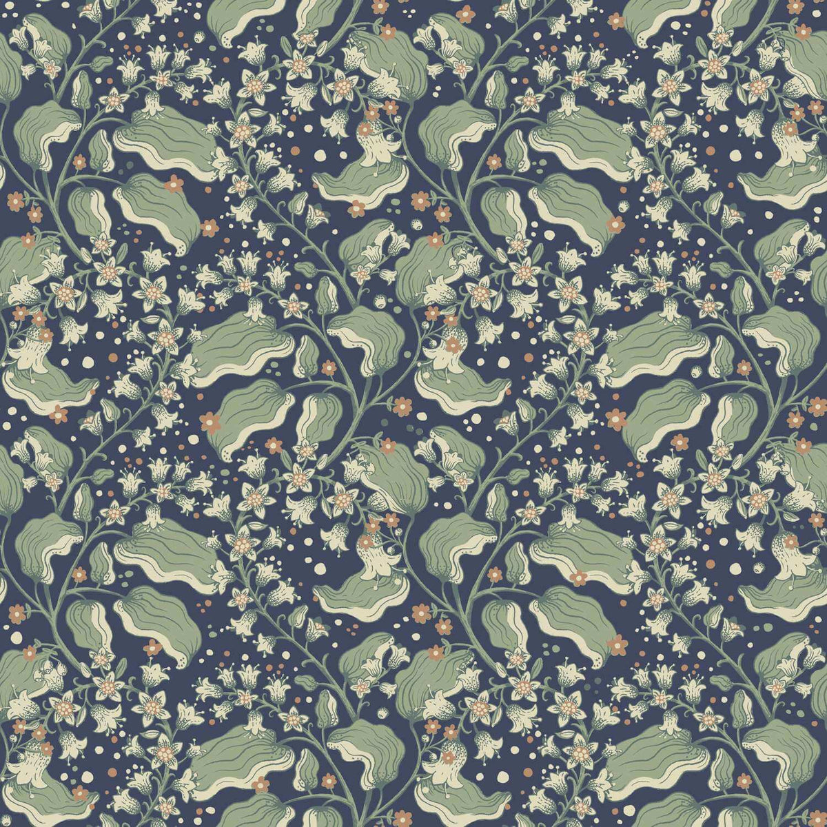 A-Street Prints Savanna Syren Floral Wallpaper Sample - Navy