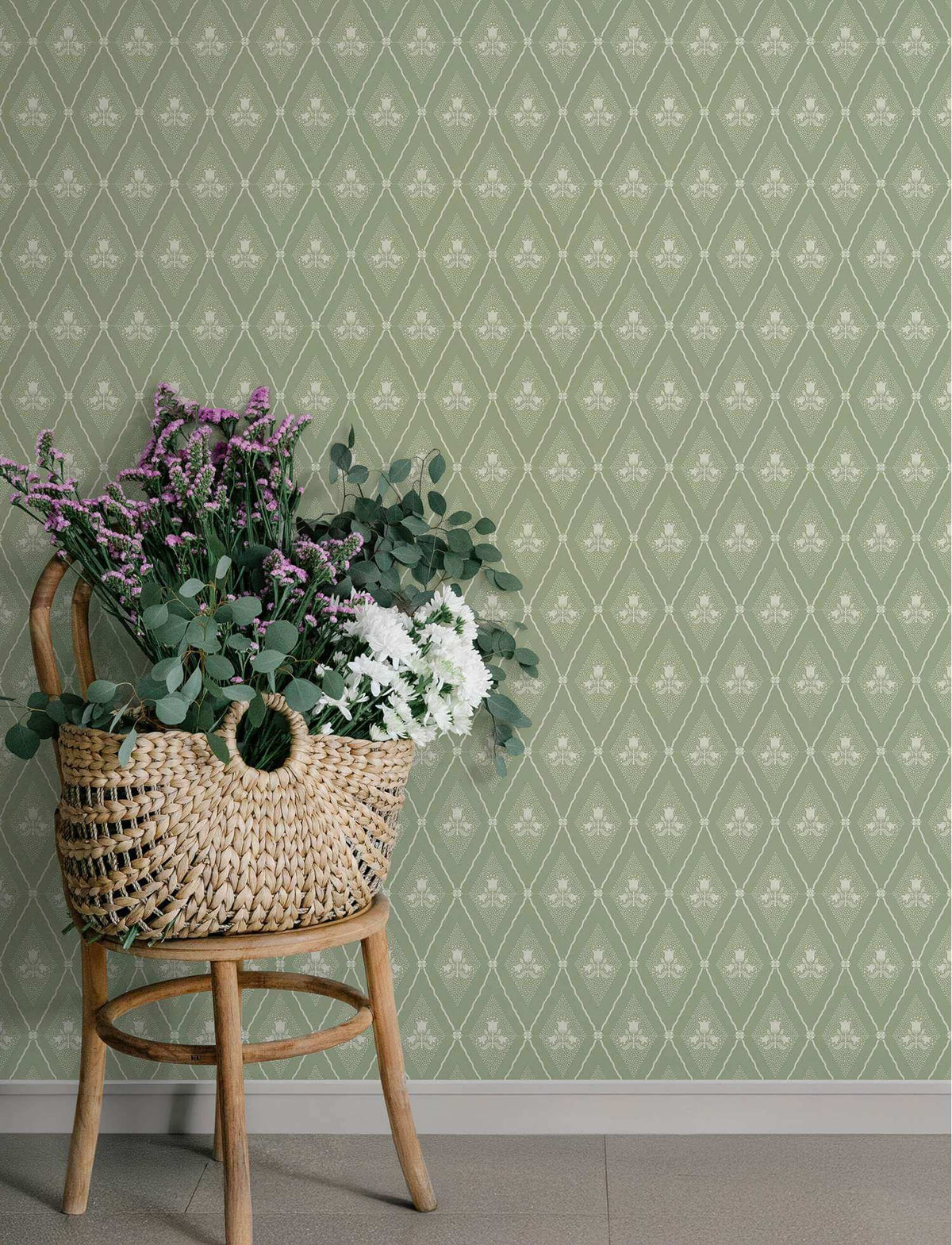 A-Street Prints Savanna Alma Diamond Wallpaper - Moss