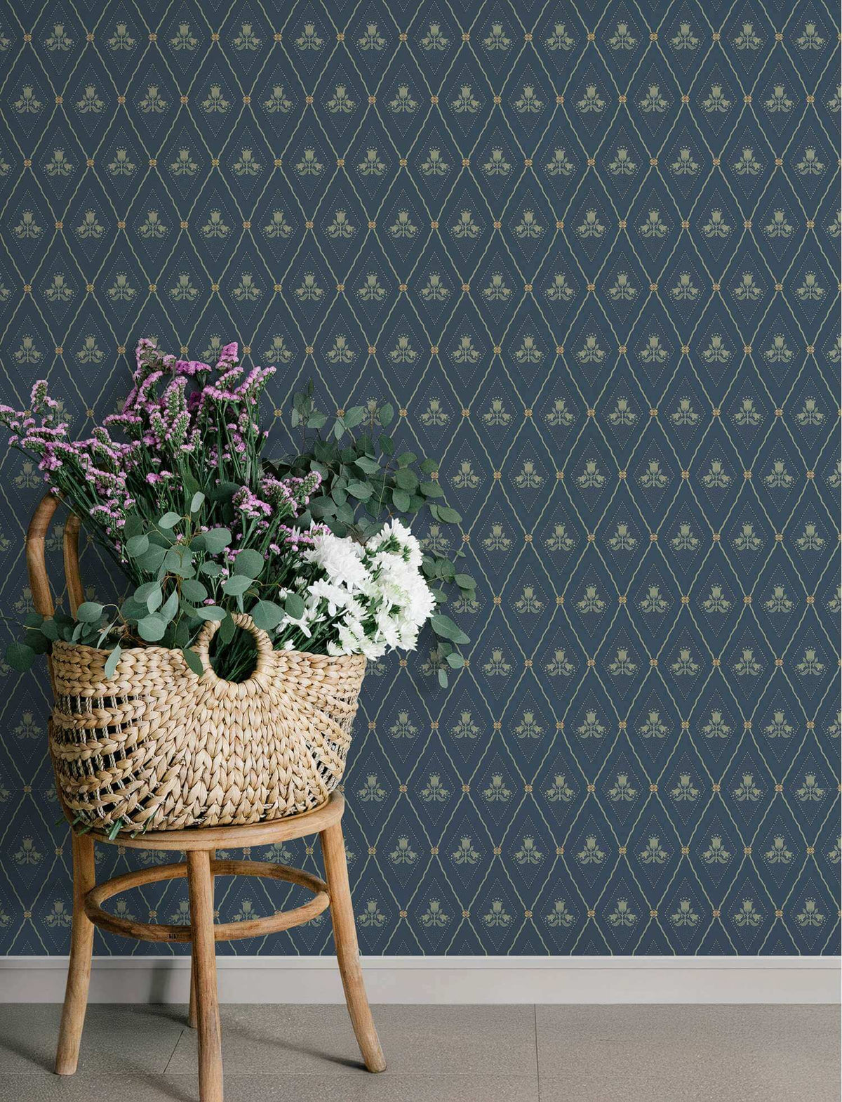 A-Street Prints Savanna Alma Diamond Wallpaper - Navy