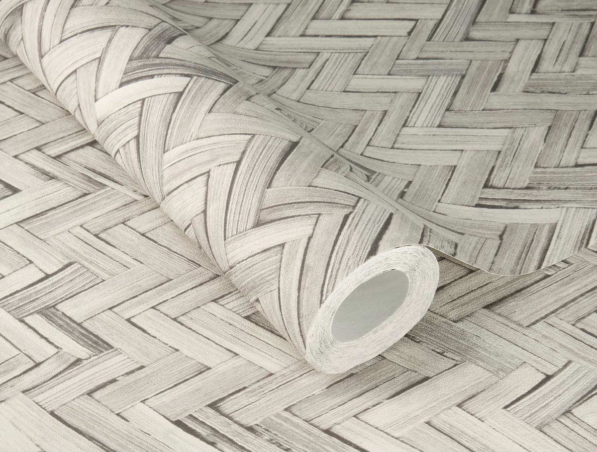 A-Street Prints Springhill Ellery Herringbone Wallpaper - Light Grey