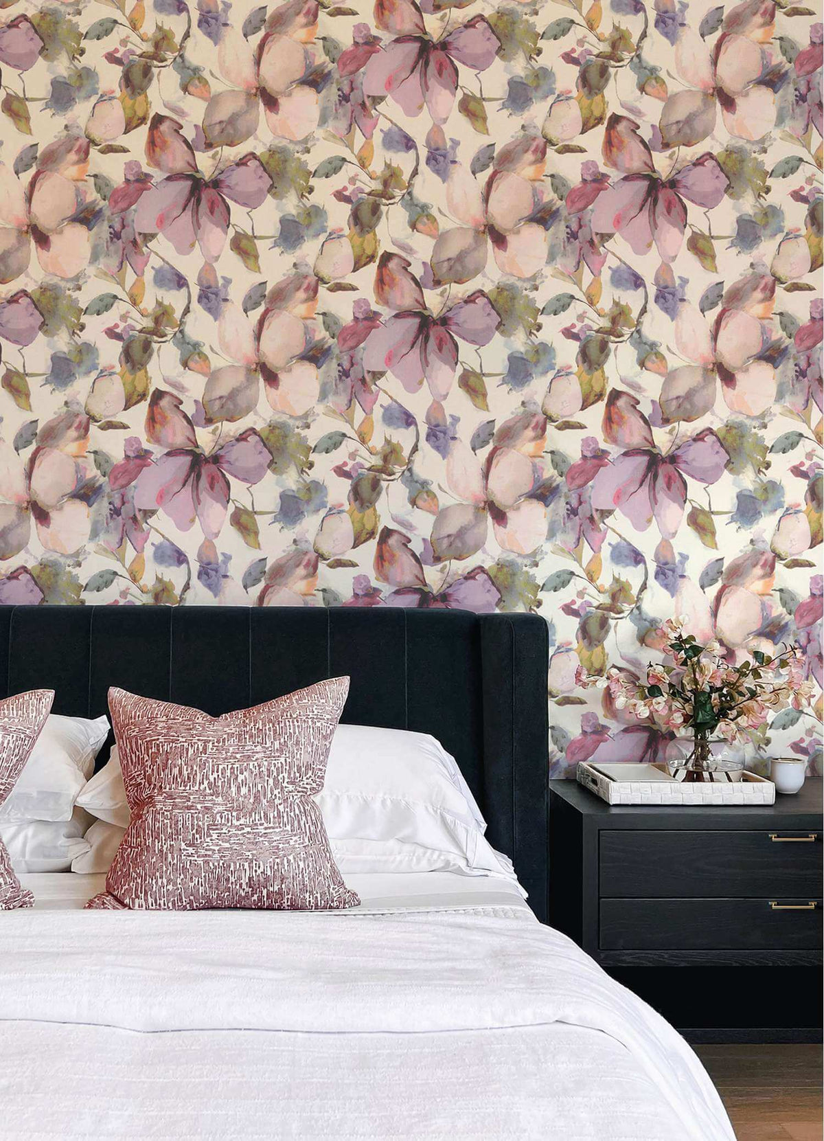 A-Street Prints Springhill Liliana Floral Wallpaper Sample - Plum