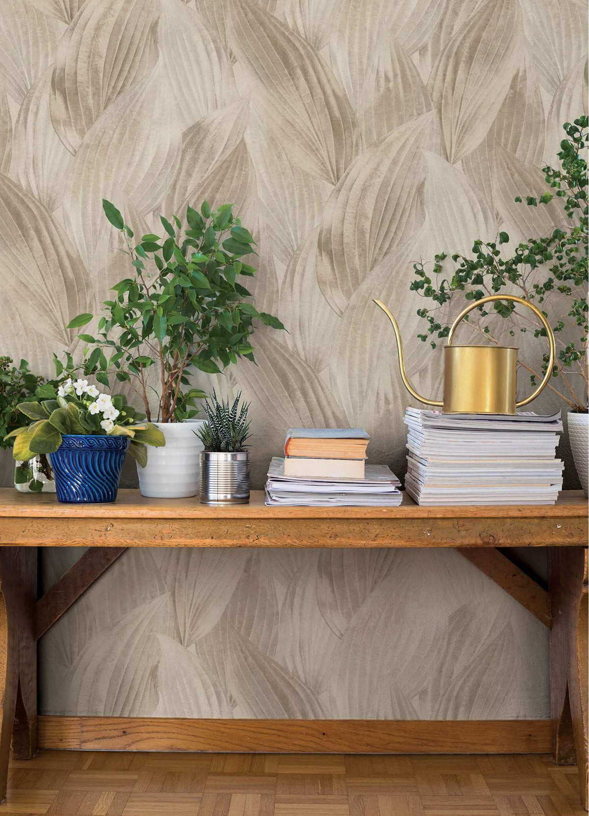 A-Street Prints Springhill Melora Leaf Wallpaper Sample - Beige