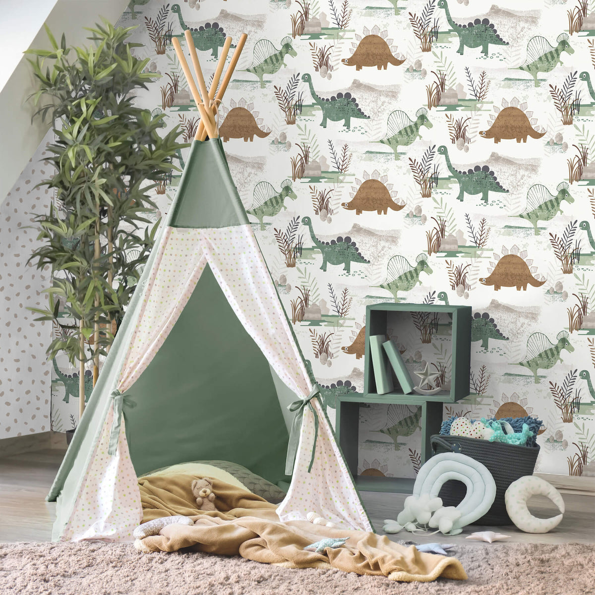 Advantage World of Imagination Dino Wallpaper Sample - Green