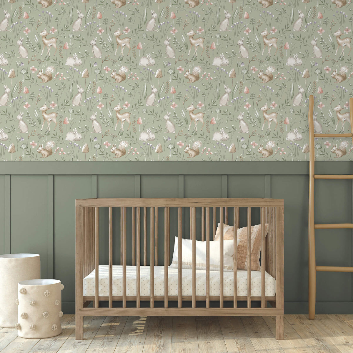 Advantage World of Imagination Forest Animals Wallpaper - Sage