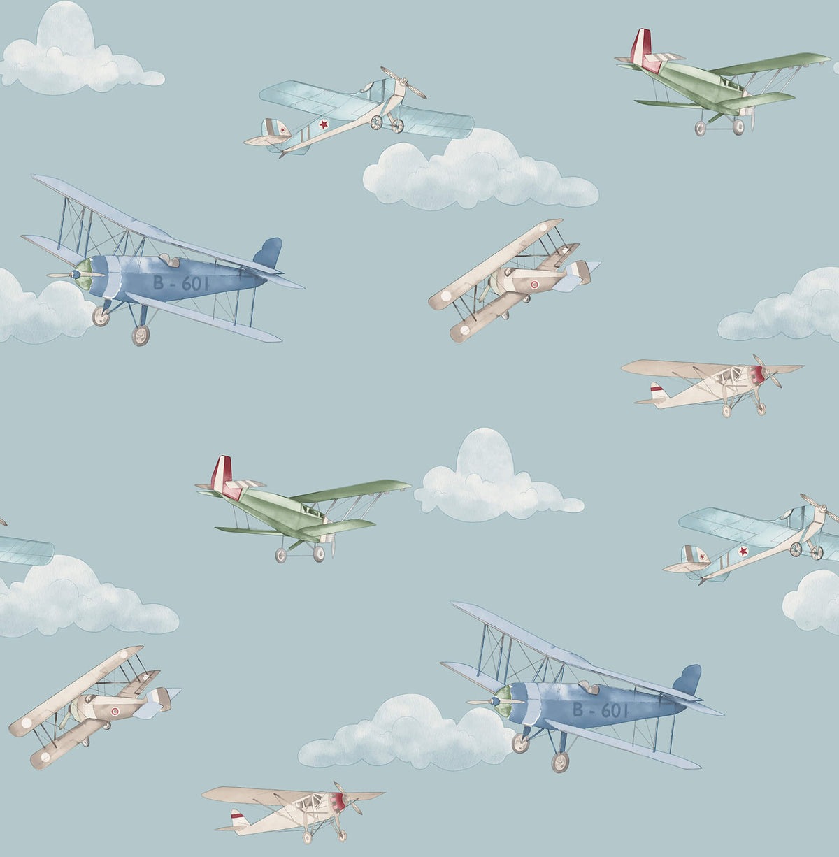 Advantage World of Imagination Aeroplanes Wallpaper - Blue