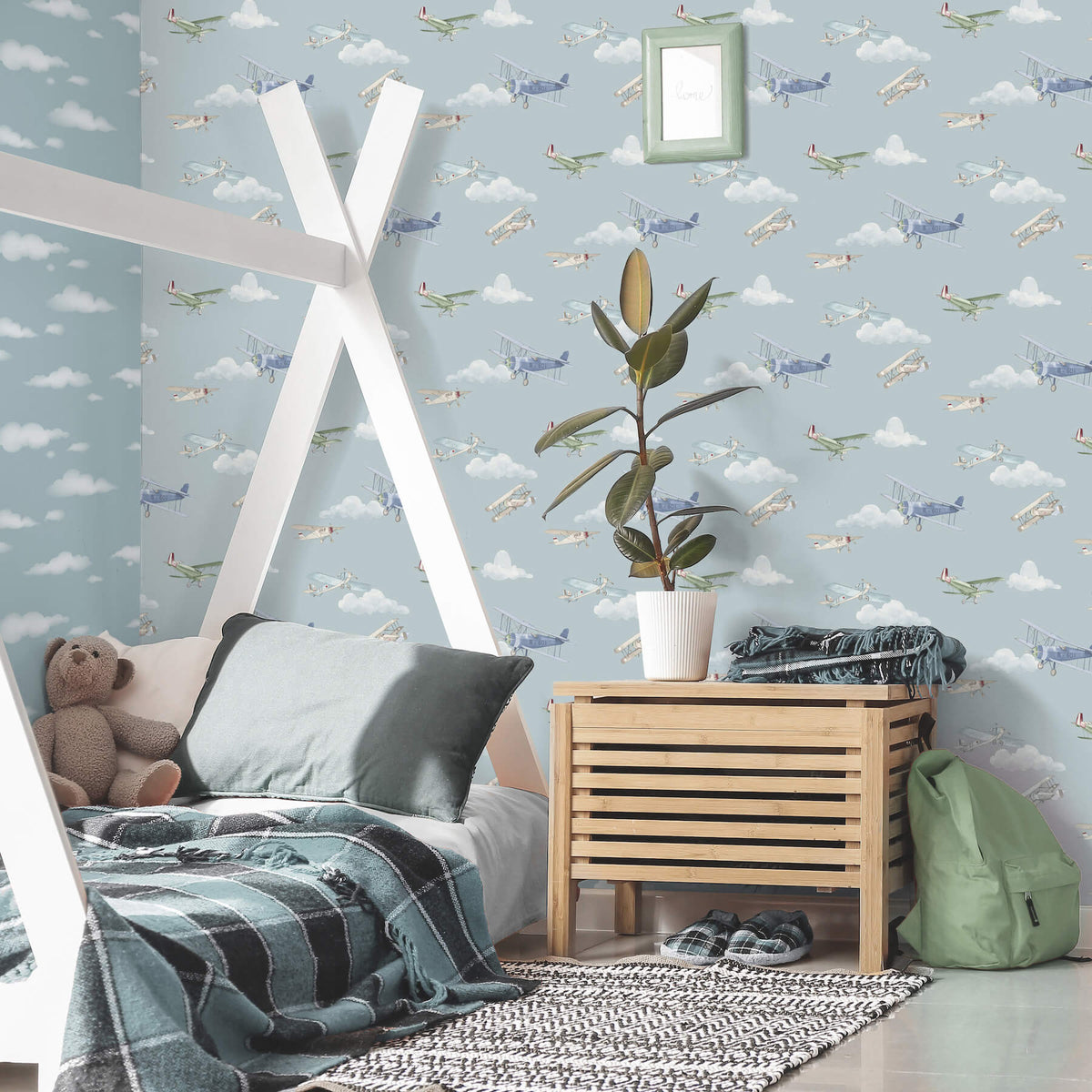 Advantage World of Imagination Aeroplanes Wallpaper - Blue