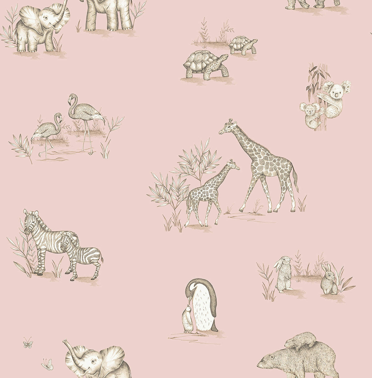 Advantage World of Imagination Safari Babies Wallpaper Sample - Pink
