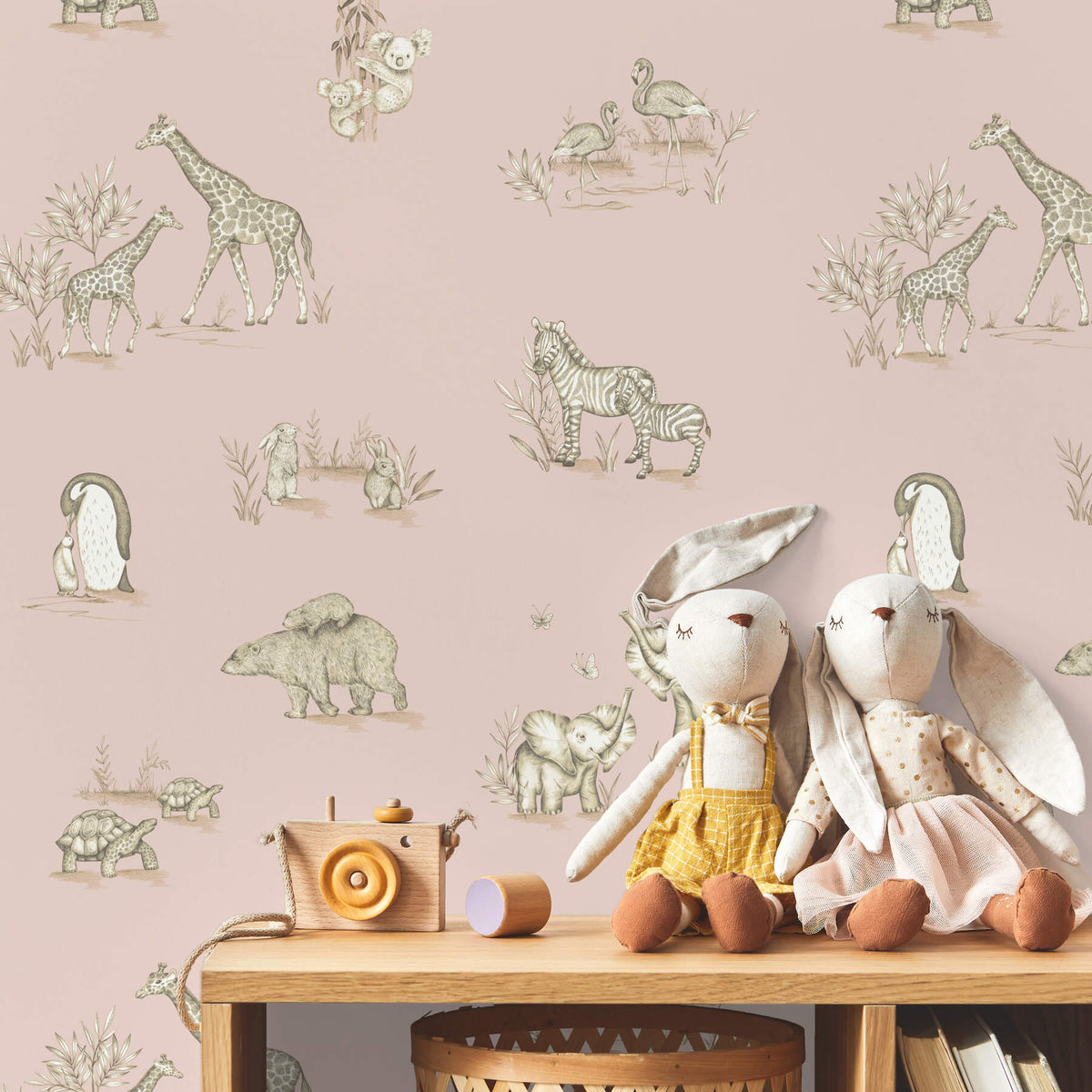 Advantage World of Imagination Safari Babies Wallpaper Sample - Pink