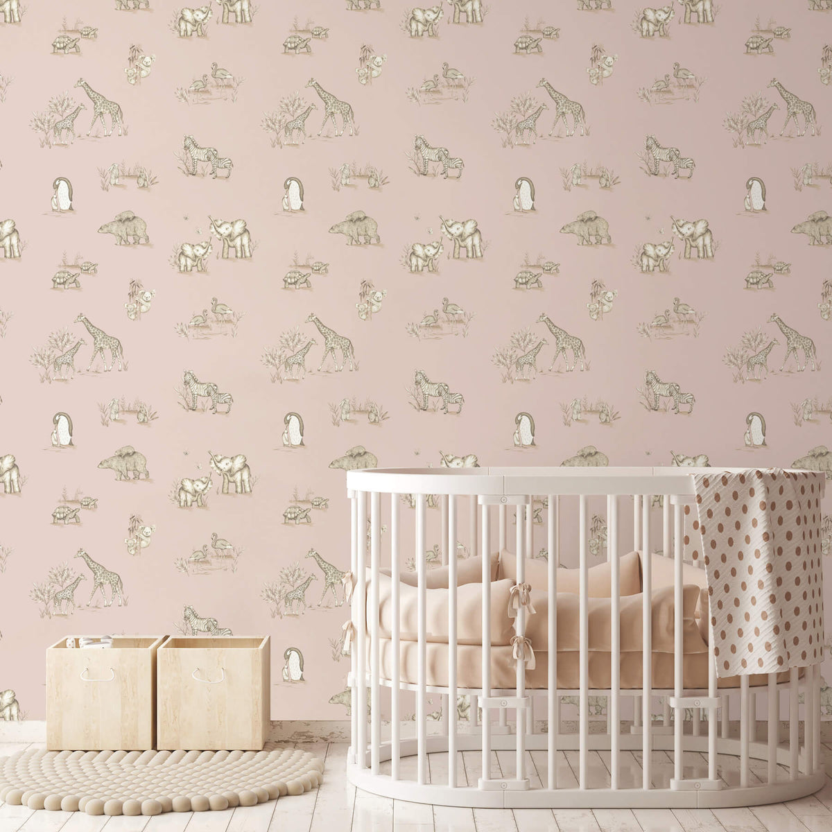 Advantage World of Imagination Safari Babies Wallpaper Sample - Pink