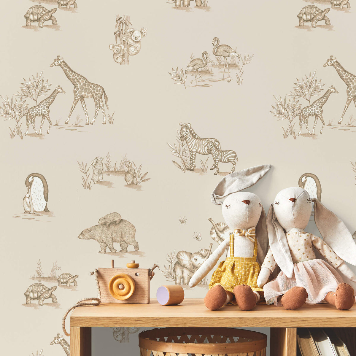 Advantage World of Imagination Safari Babies Wallpaper - Beige