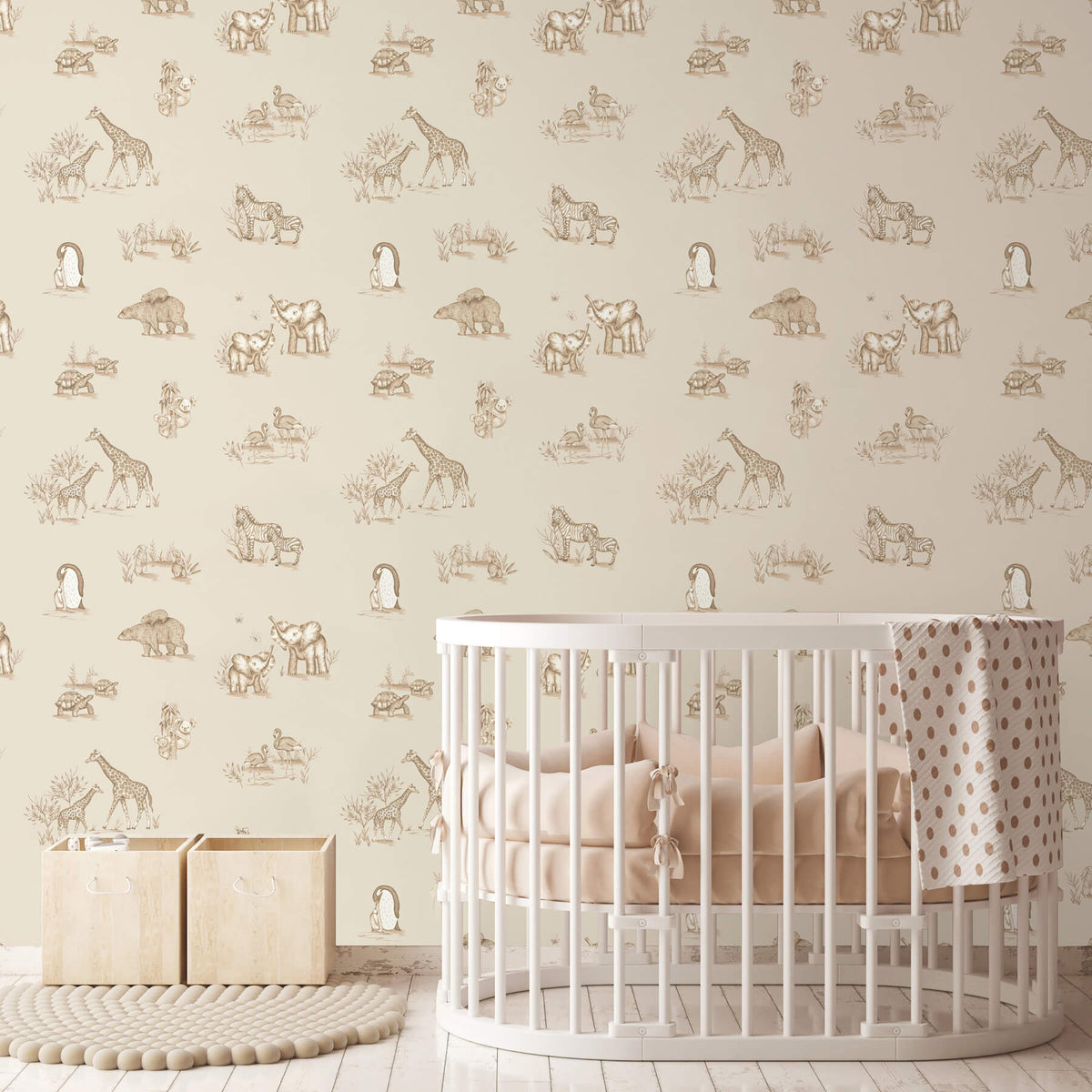 Advantage World of Imagination Safari Babies Wallpaper - Beige