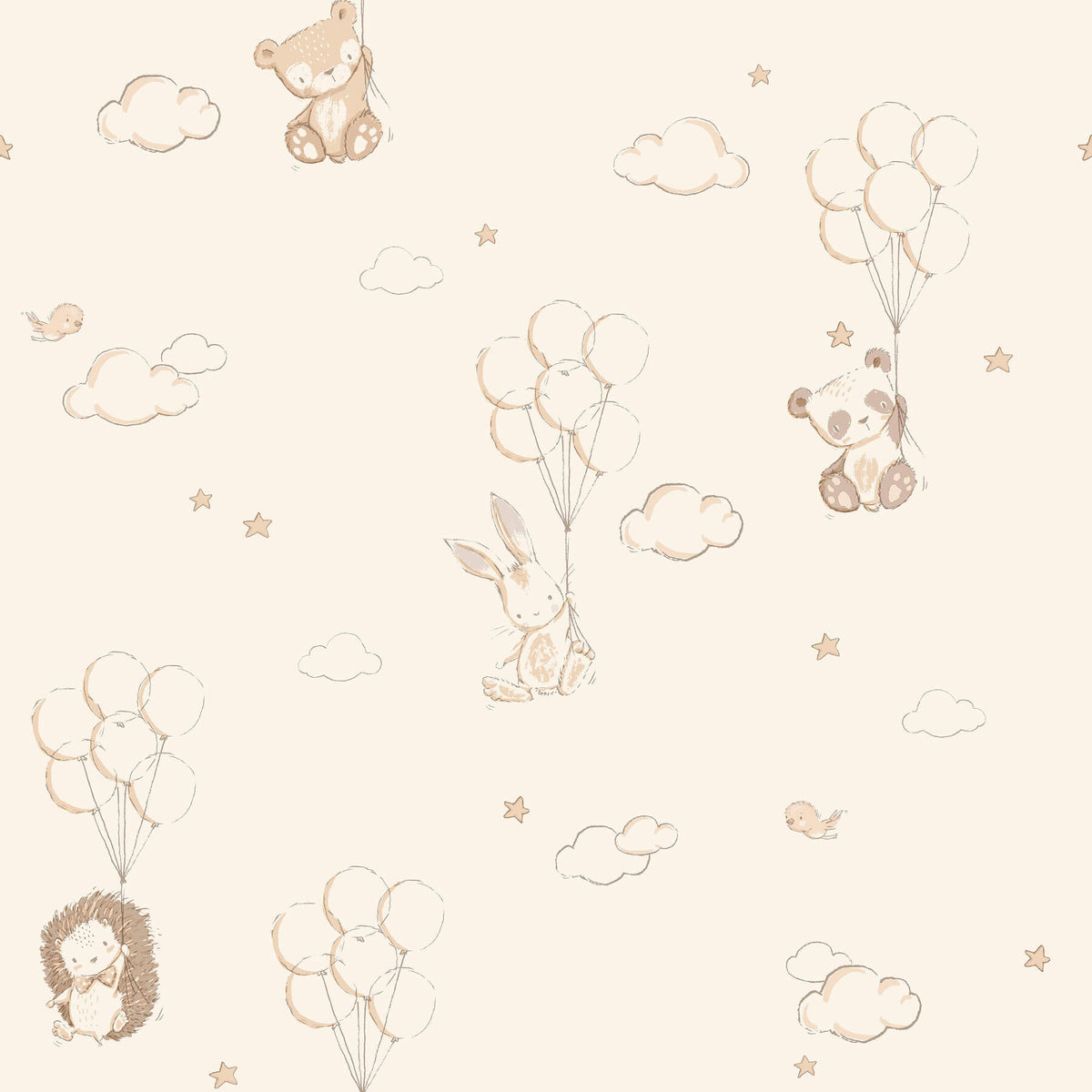 Advantage World of Imagination Floating Balloons Wallpaper Sample - Light Brown