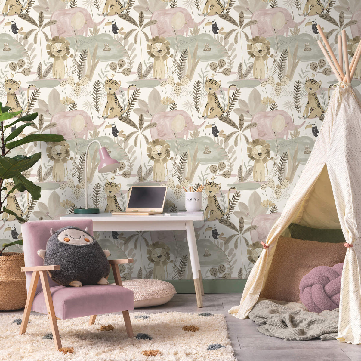 Advantage World of Imagination In The Jungle Wallpaper - Pink