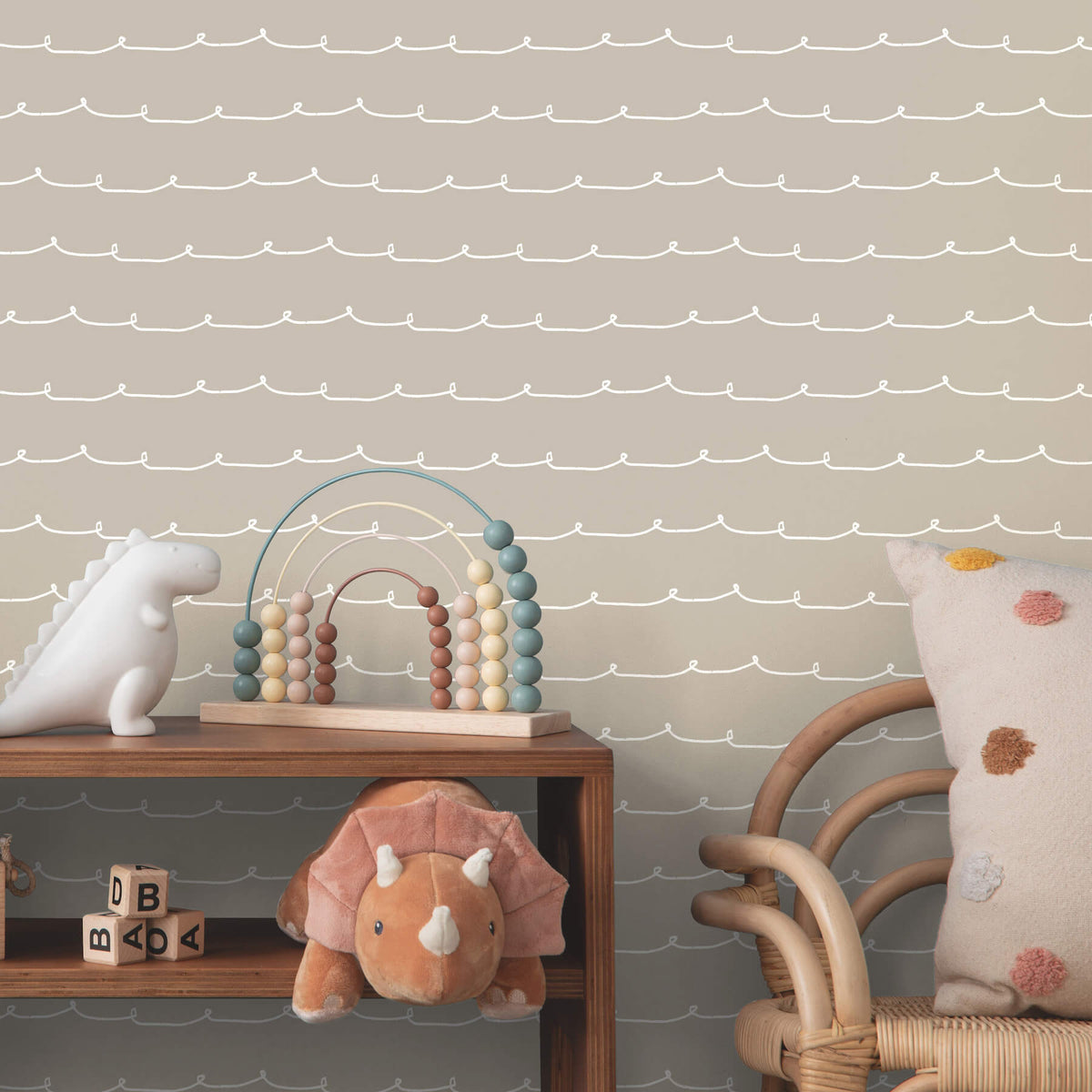 Advantage World of Imagination Wiggle Line Wallpaper Sample - Taupe