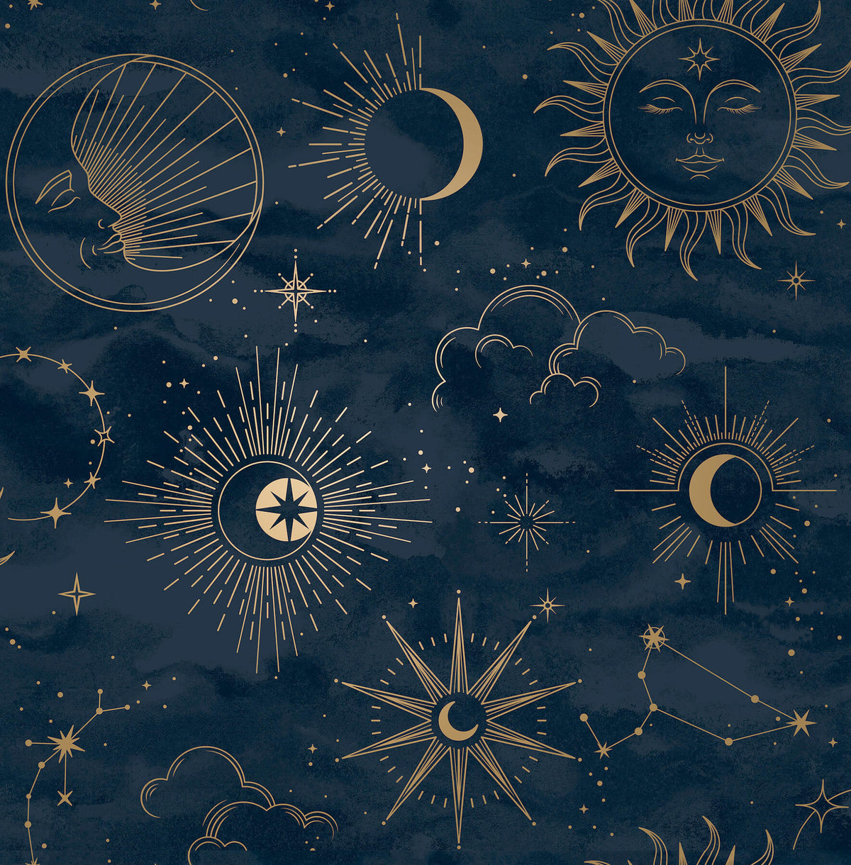 Advantage World of Imagination Celestial Wallpaper Sample - Navy