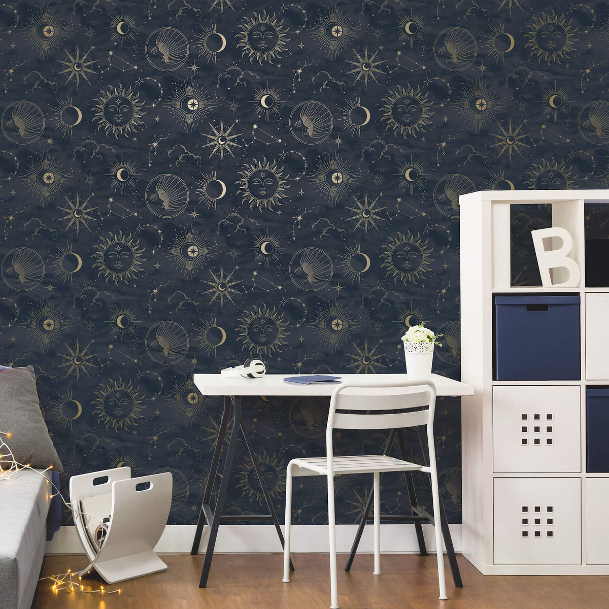 Advantage World of Imagination Celestial Wallpaper Sample - Navy