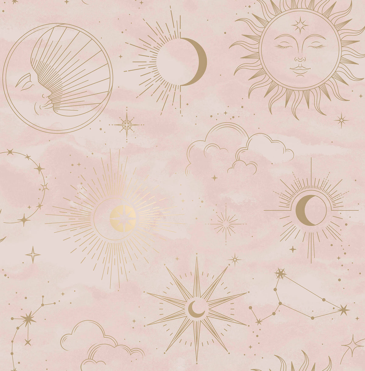Advantage World of Imagination Celestial Wallpaper Sample - Pink