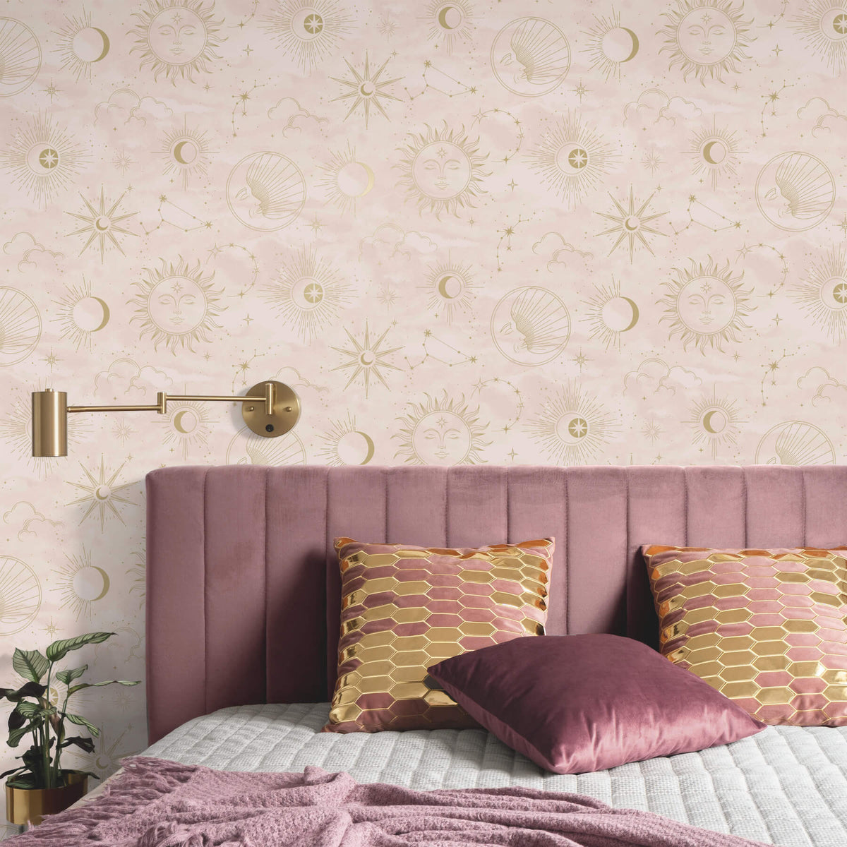 Advantage World of Imagination Celestial Wallpaper Sample - Pink