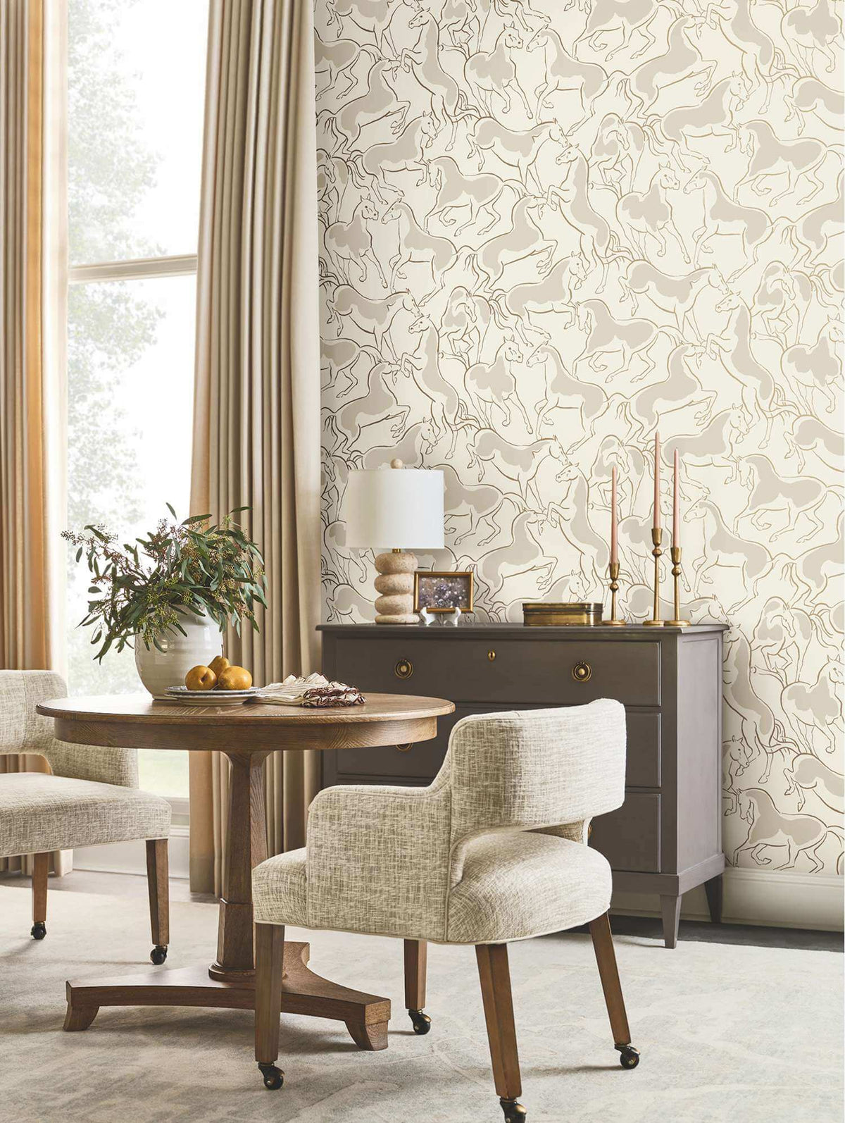 Ronald Redding Private Reserve Stallions Wallpaper Sample - Beige