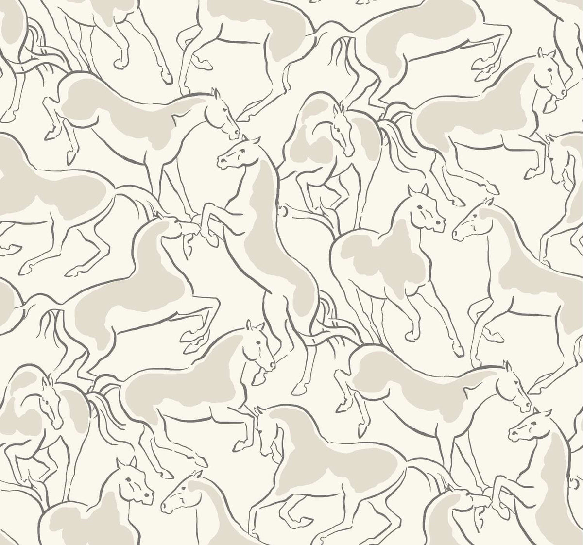 Ronald Redding Private Reserve Stallions Wallpaper Sample - White