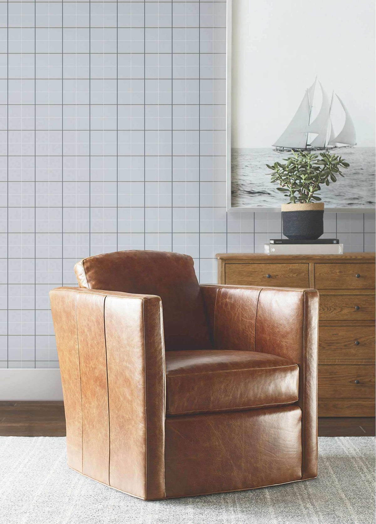 Ronald Redding Private Reserve Tattersall Wallpaper - Blue