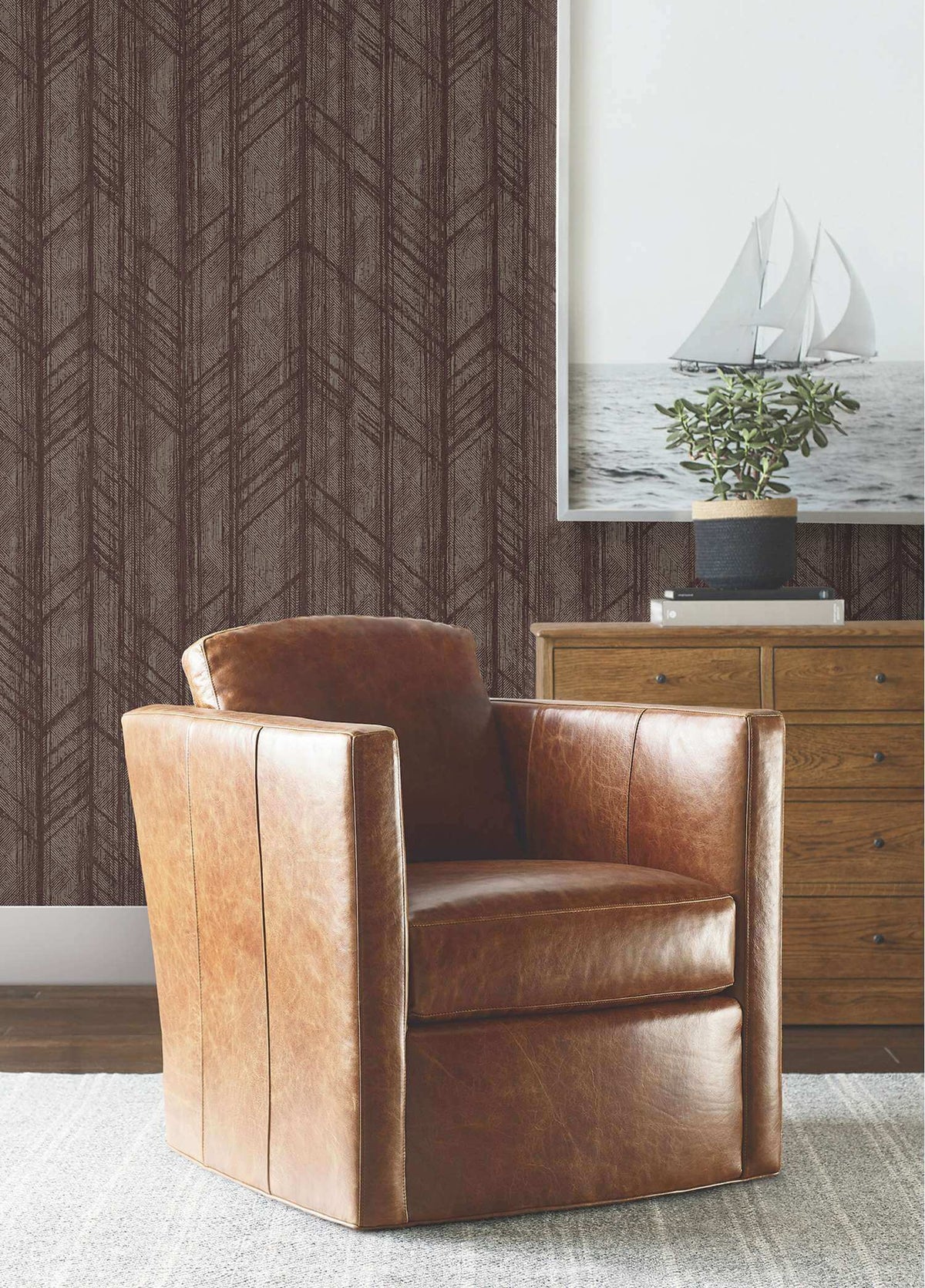 Ronald Redding Private Reserve Winthrop Wallpaper Sample - Merlot
