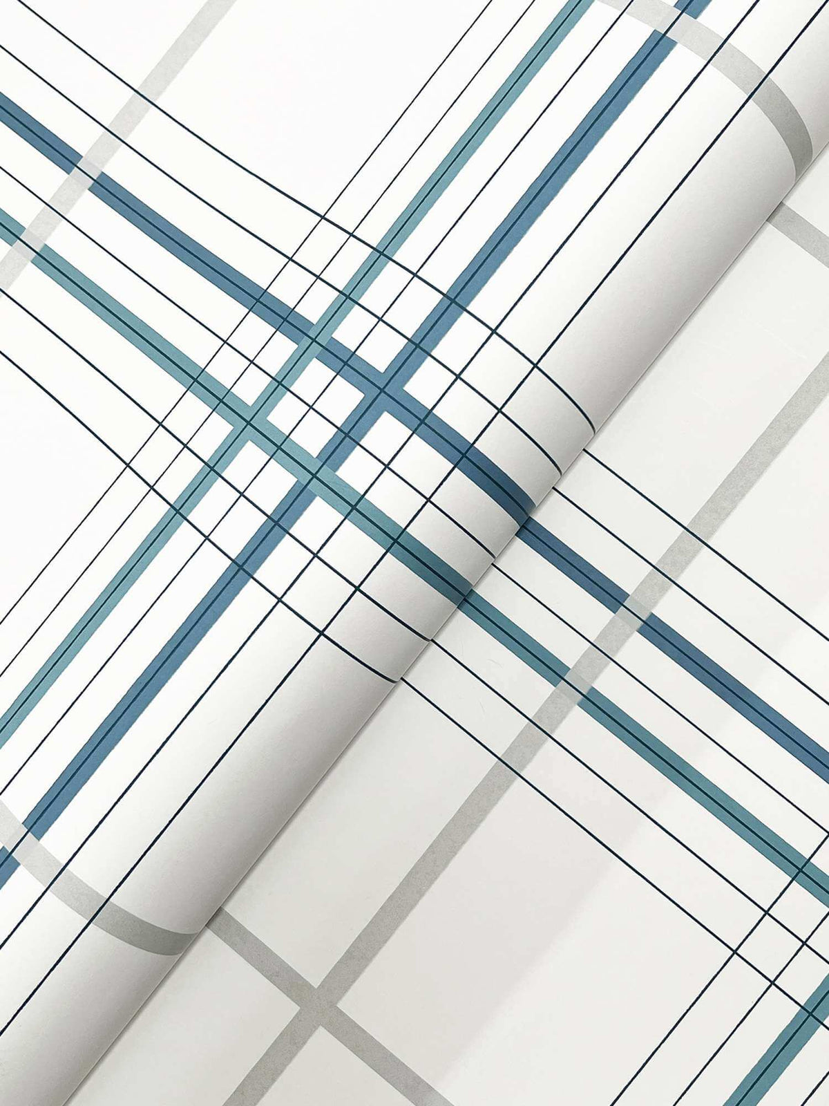 Ronald Redding Private Reserve Lakeside Plaid Wallpaper Sample - Blue
