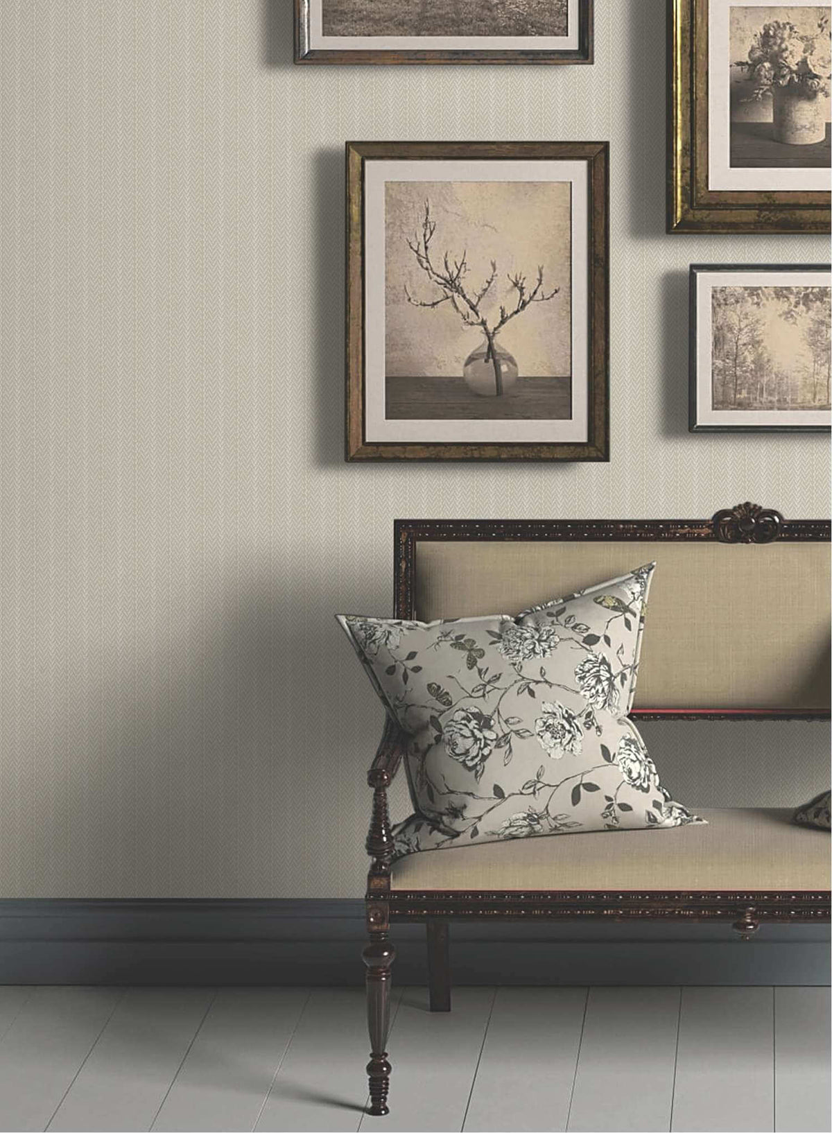 Ronald Redding Private Reserve Elkan Stripe Wallpaper Sample - Beige