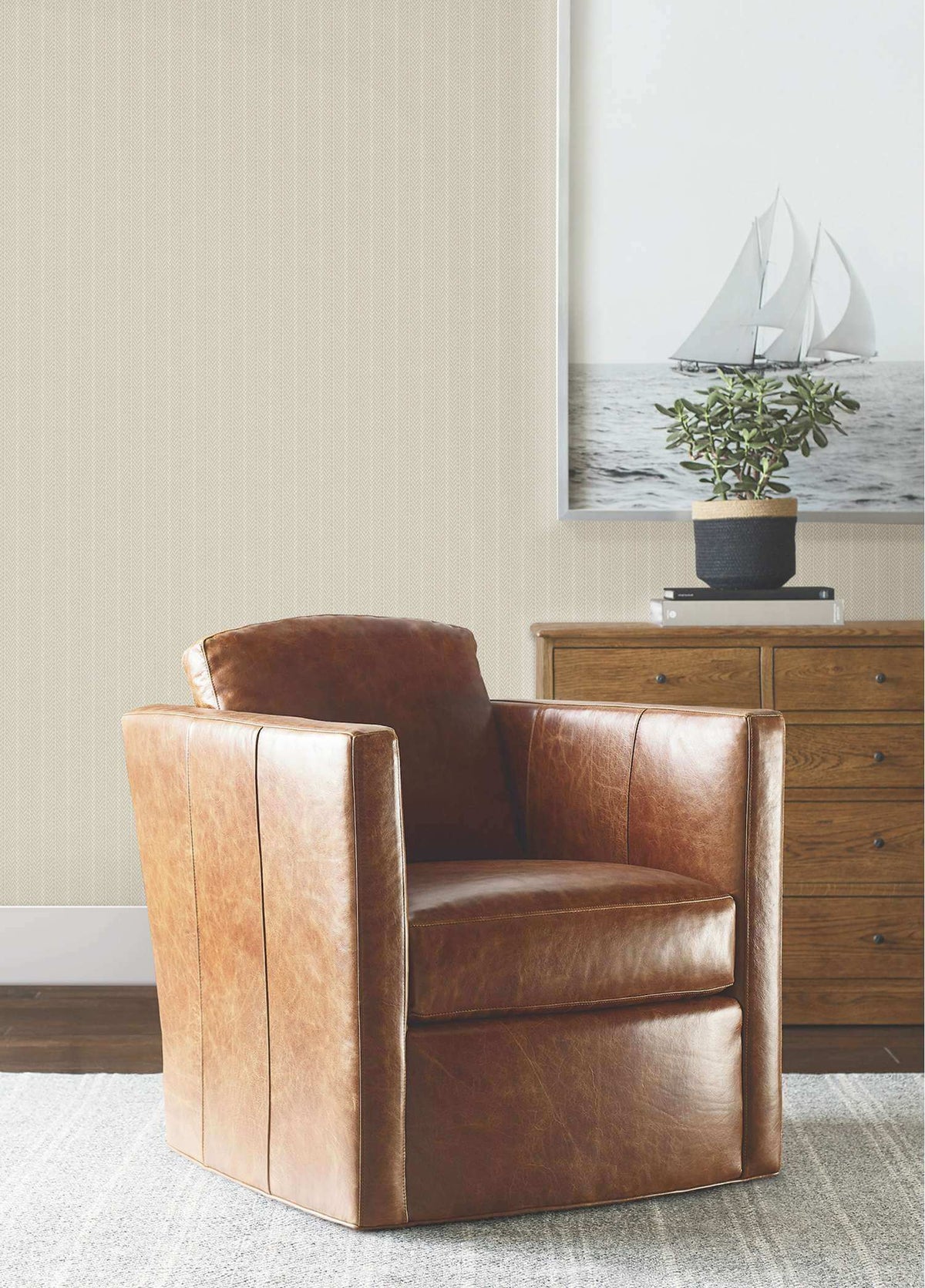 Ronald Redding Private Reserve Elkan Stripe Wallpaper Sample - Beige