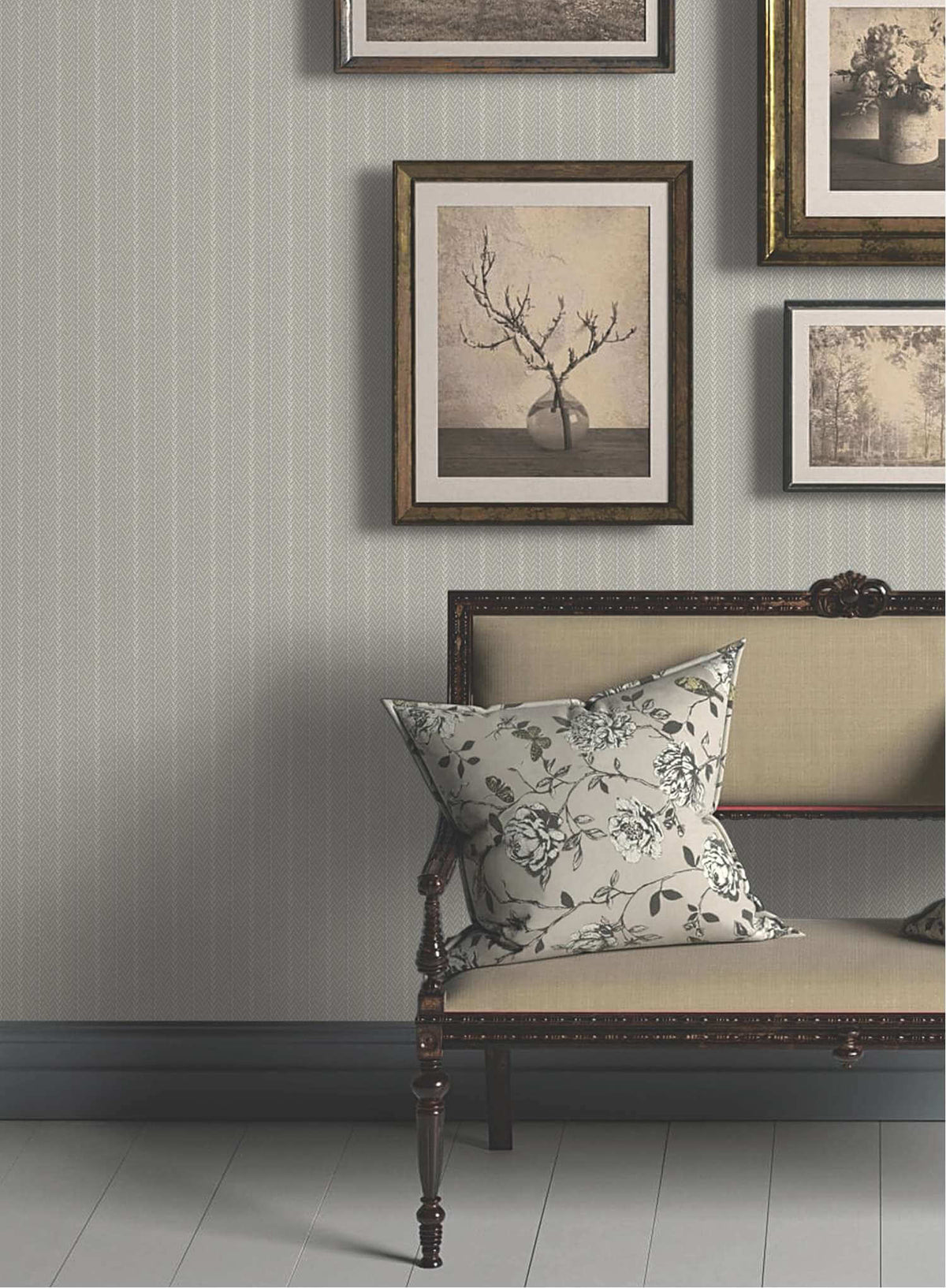 Ronald Redding Private Reserve Elkan Stripe Wallpaper Sample - Gray