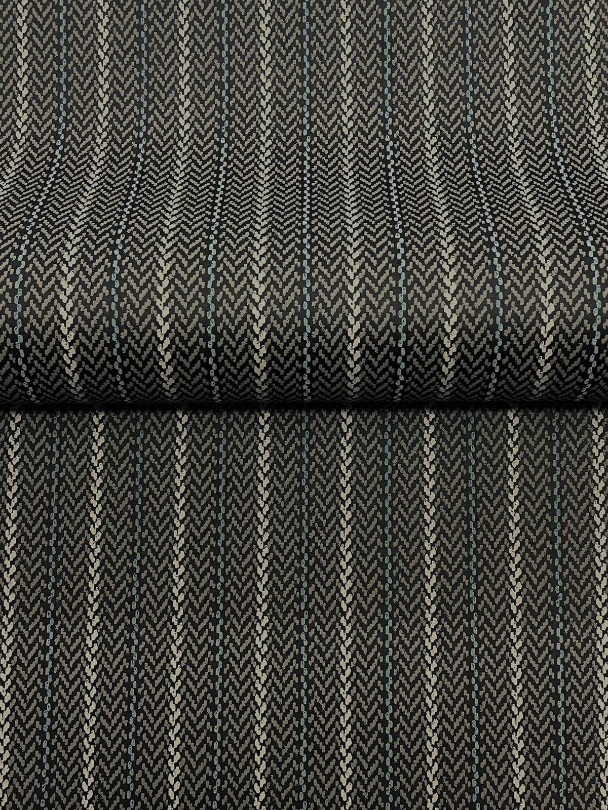 Ronald Redding Private Reserve Elkan Stripe Wallpaper Sample - Black
