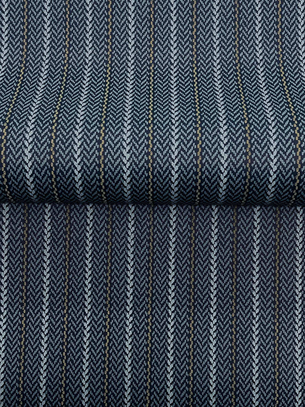 Ronald Redding Private Reserve Elkan Stripe Wallpaper Sample - Navy