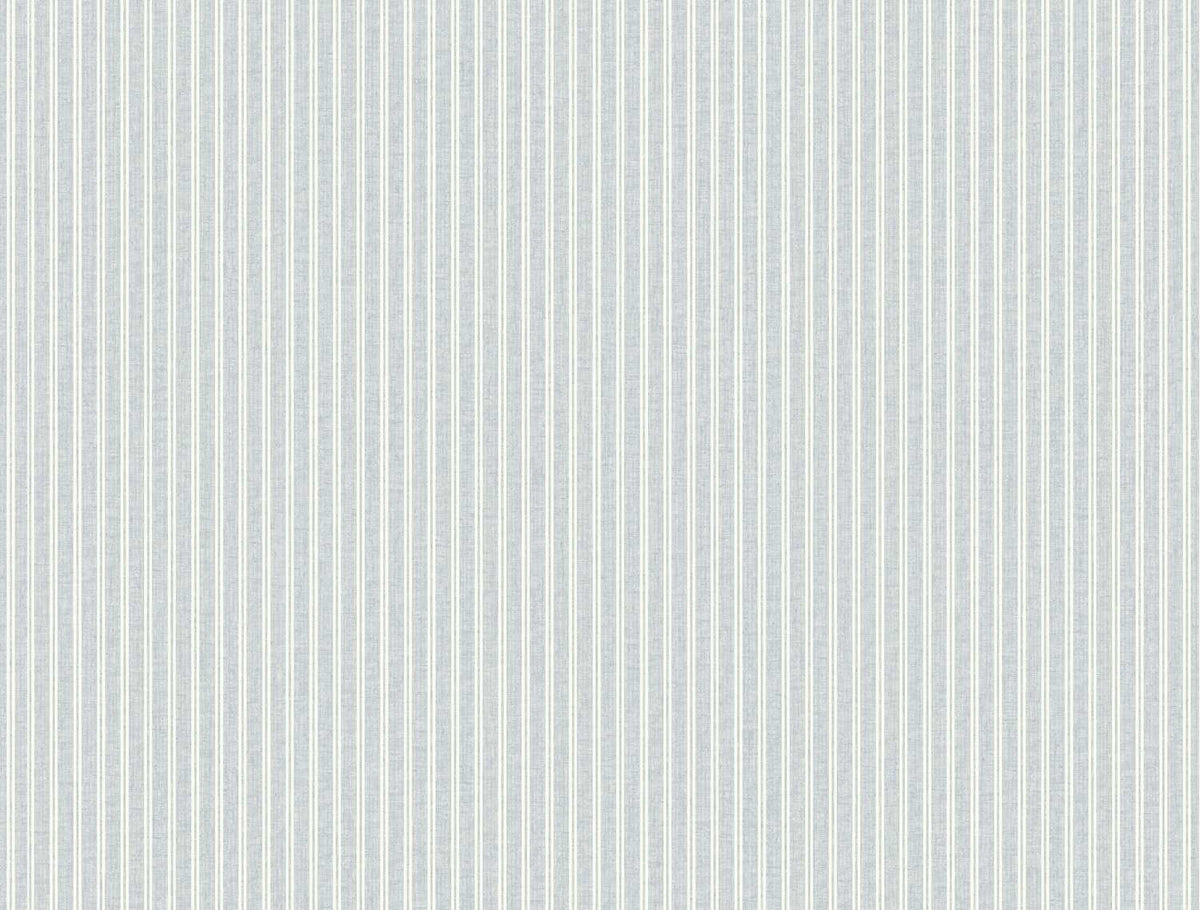 Ronald Redding Private Reserve Ticking Stripe Wallpaper Sample - Blue