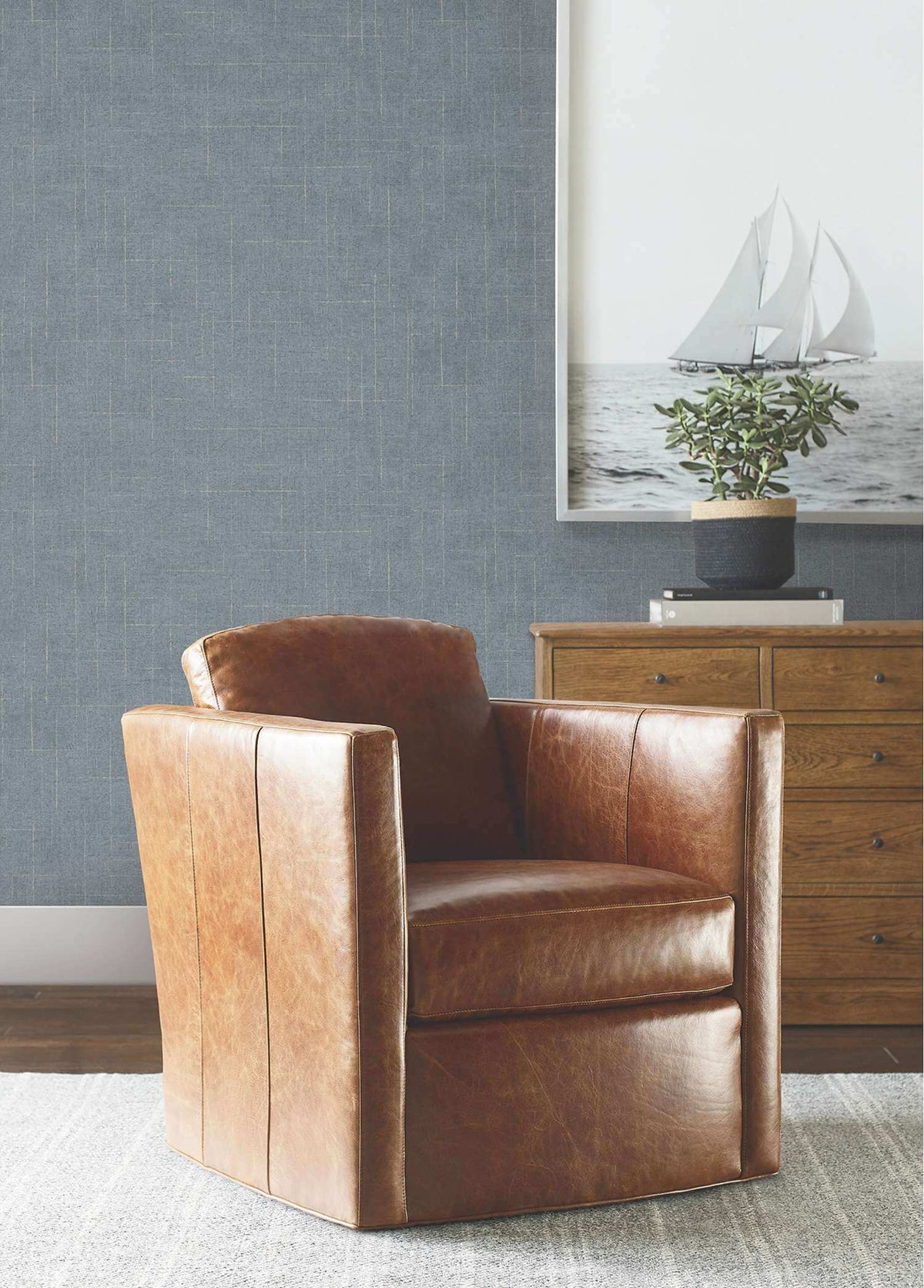 Ronald Redding Private Reserve Saratoga Wallpaper Sample - Blue