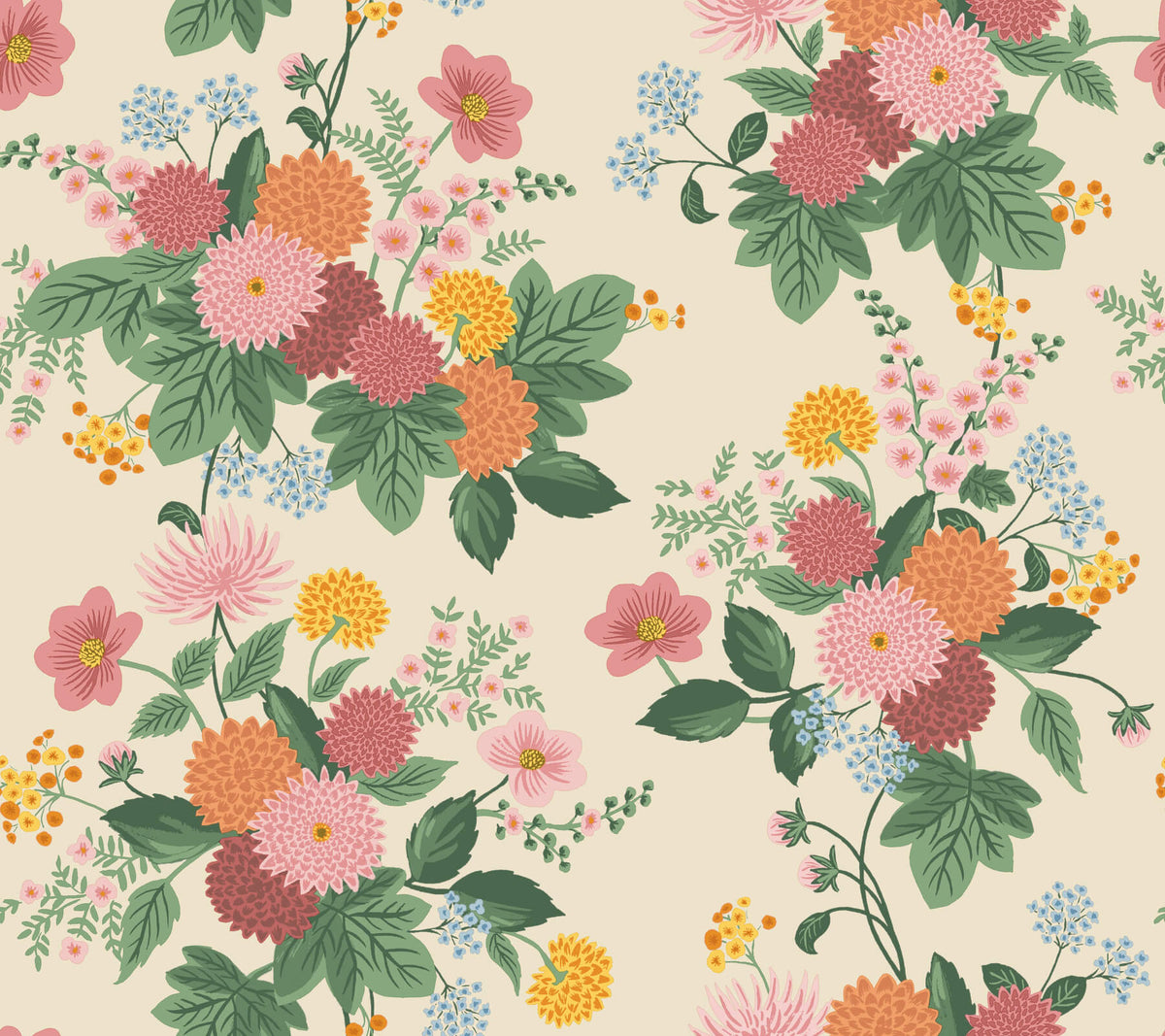 Rifle Paper Co. Dahlia Wallpaper Sample - Linen & Blush