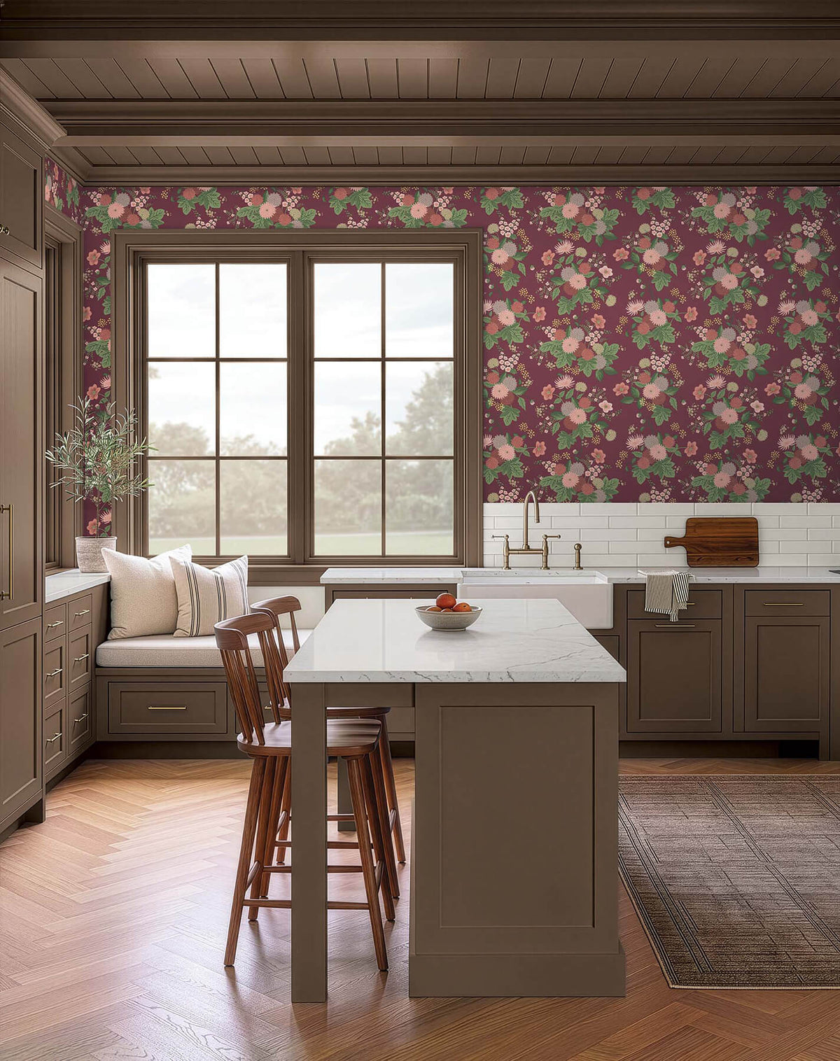 Rifle Paper Co. Dahlia Wallpaper - Burgundy