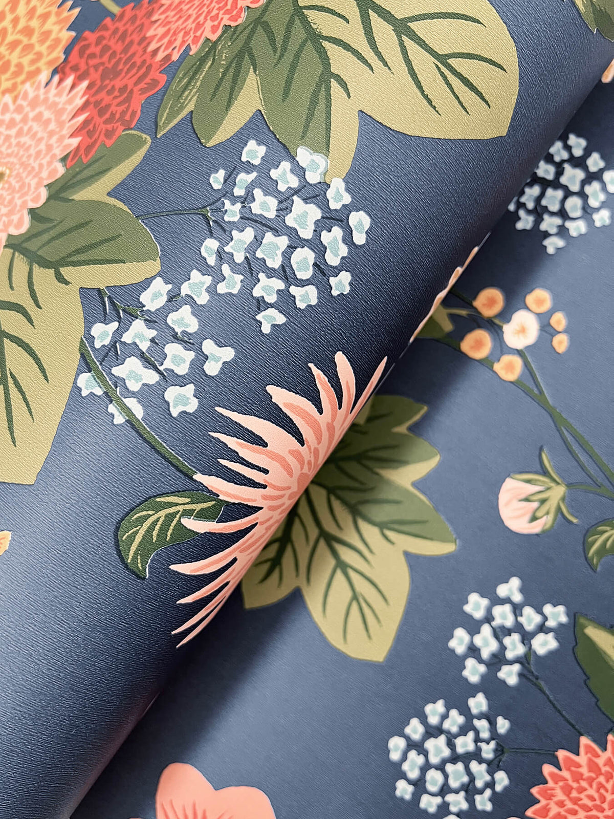 Rifle Paper Co. Dahlia Wallpaper Sample - Navy