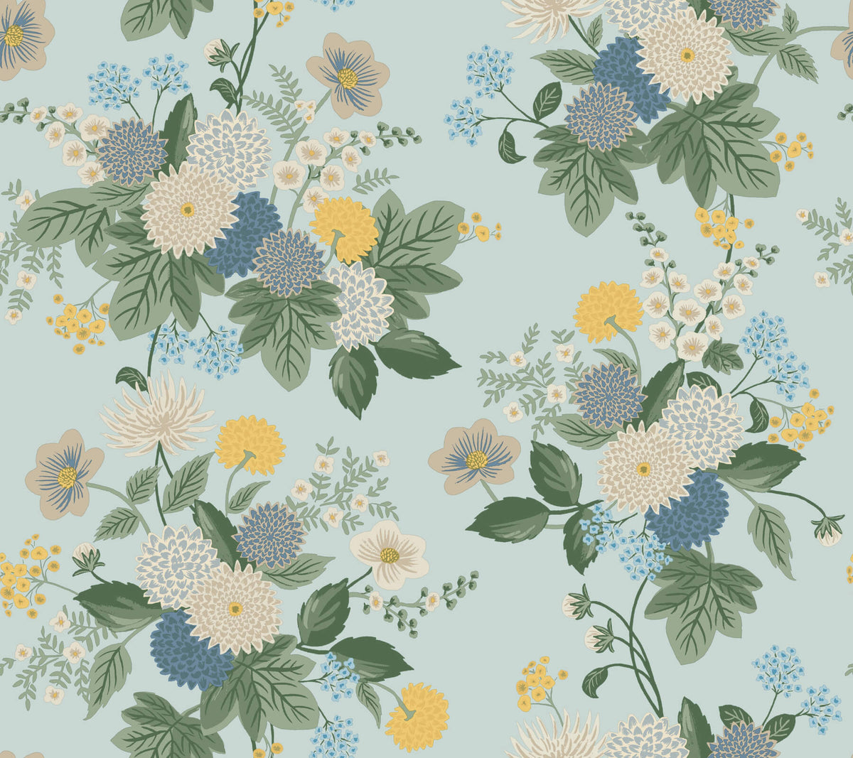 Rifle Paper Co. Dahlia Wallpaper Sample - Blue