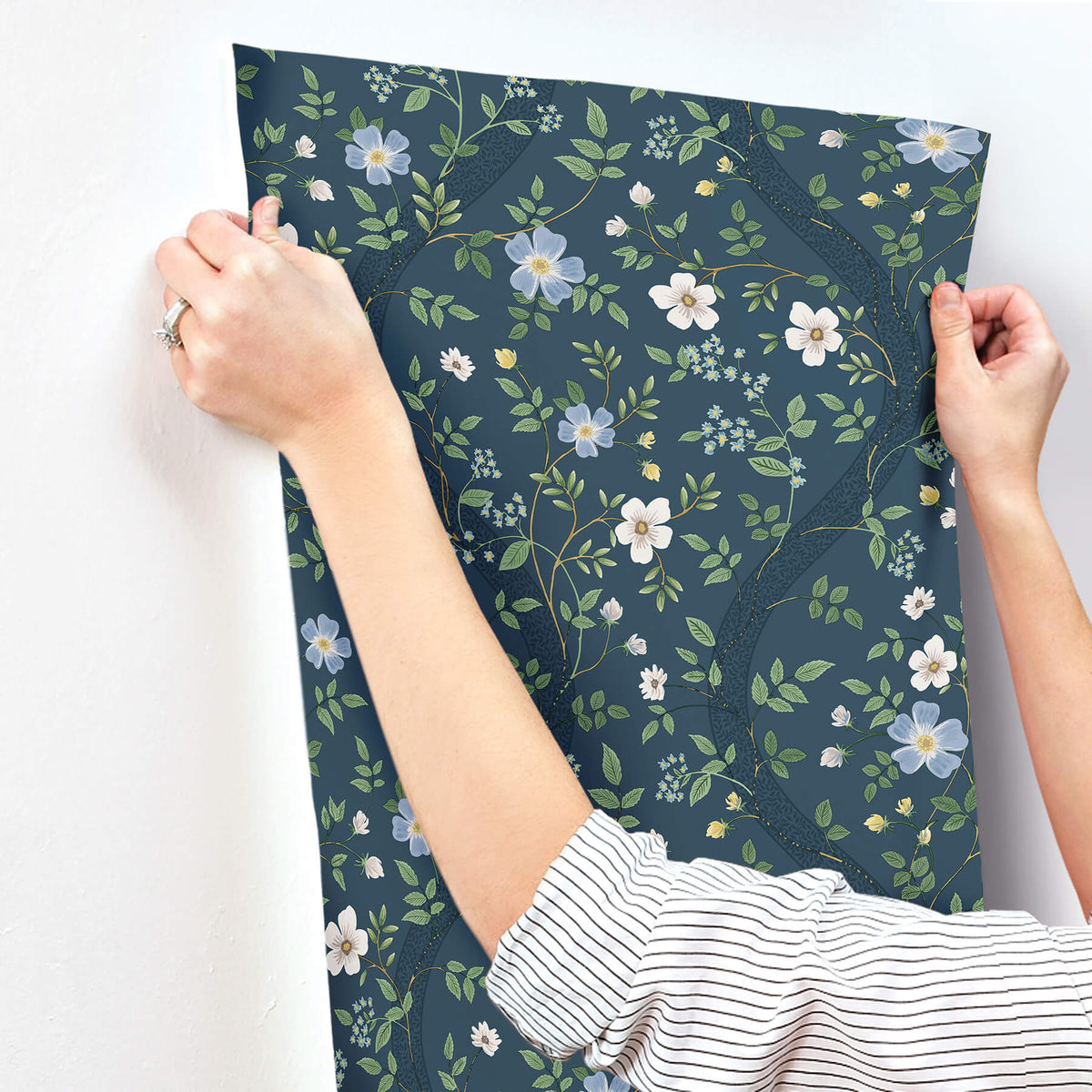 Rifle Paper Co. Waverly Wallpaper Sample - Navy
